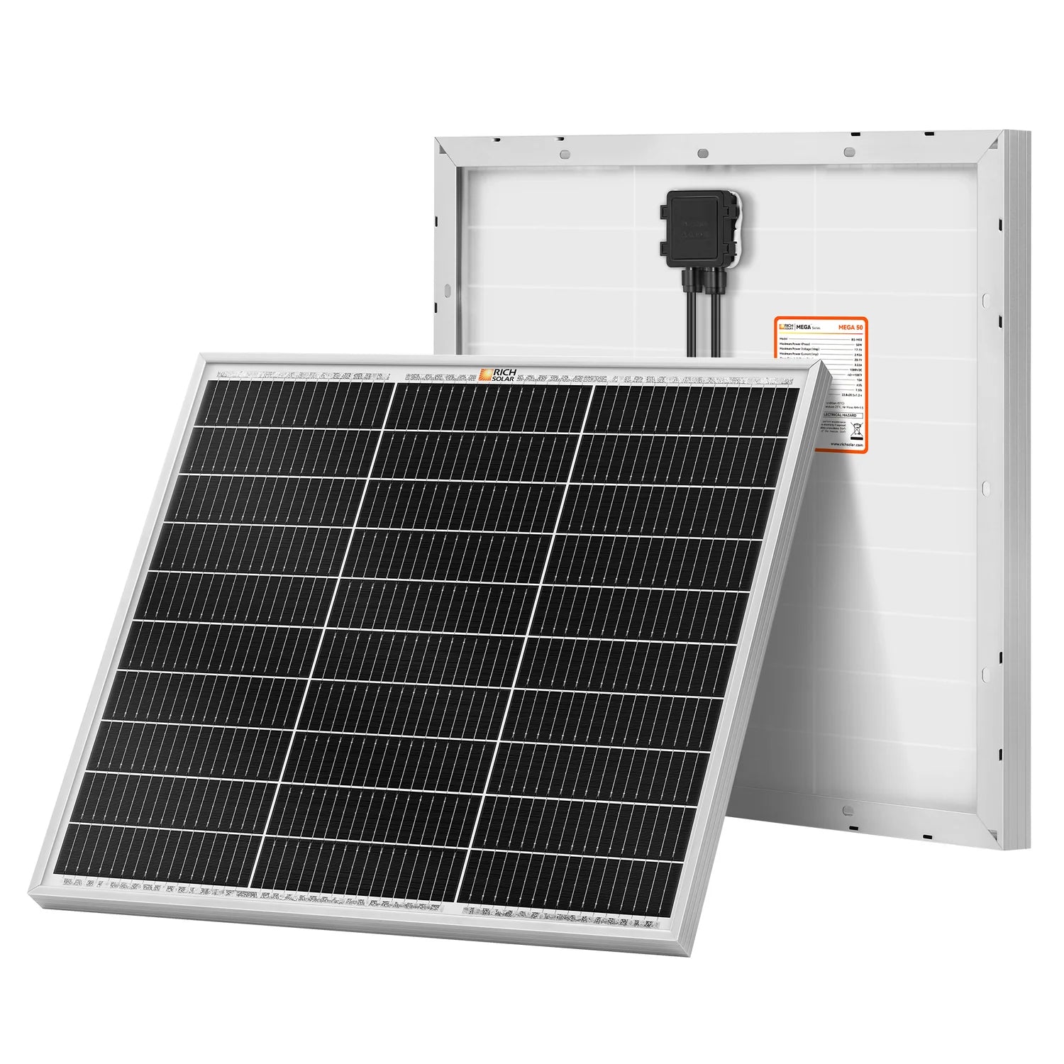 Rich Solar MEGA 50 Watt Solar Panel - High Efficiency Portable Solar Charger for Camping, RV, Boating & Off-Grid Power