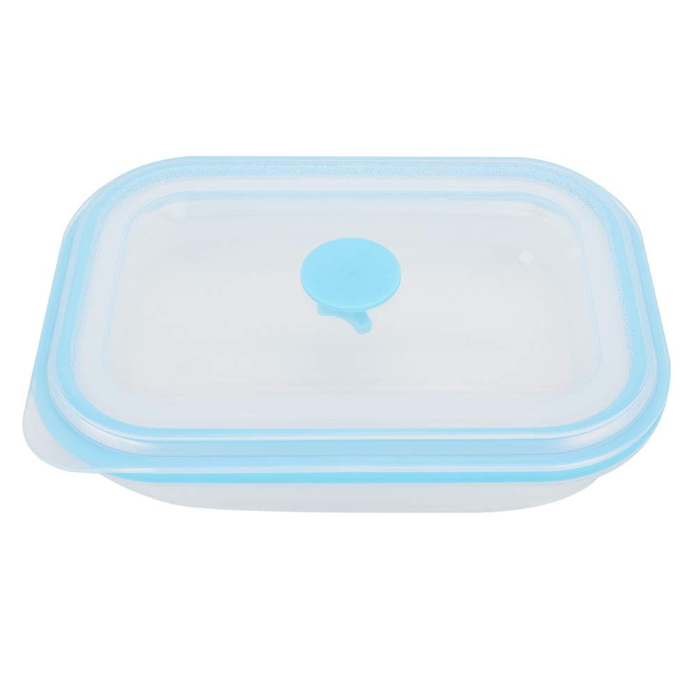 600ml Rectangular Bento Box - Food Grade Silicone Lunch Container (6.3x4.6x2.8 inches) | Leakproof & Heat Resistant | Perfect for Work, School, Picnics & Meal Prep (Blue)