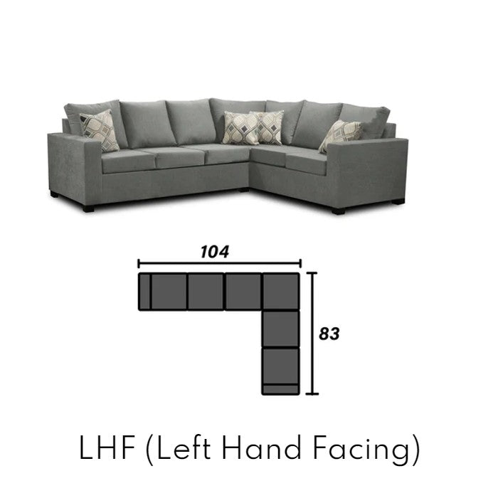 Canadian Made 3 x 2 Sectional Sofa with LHF/RHF Configuration - 17 Color Options for Living Room, Family Room & Home Theater Comfort