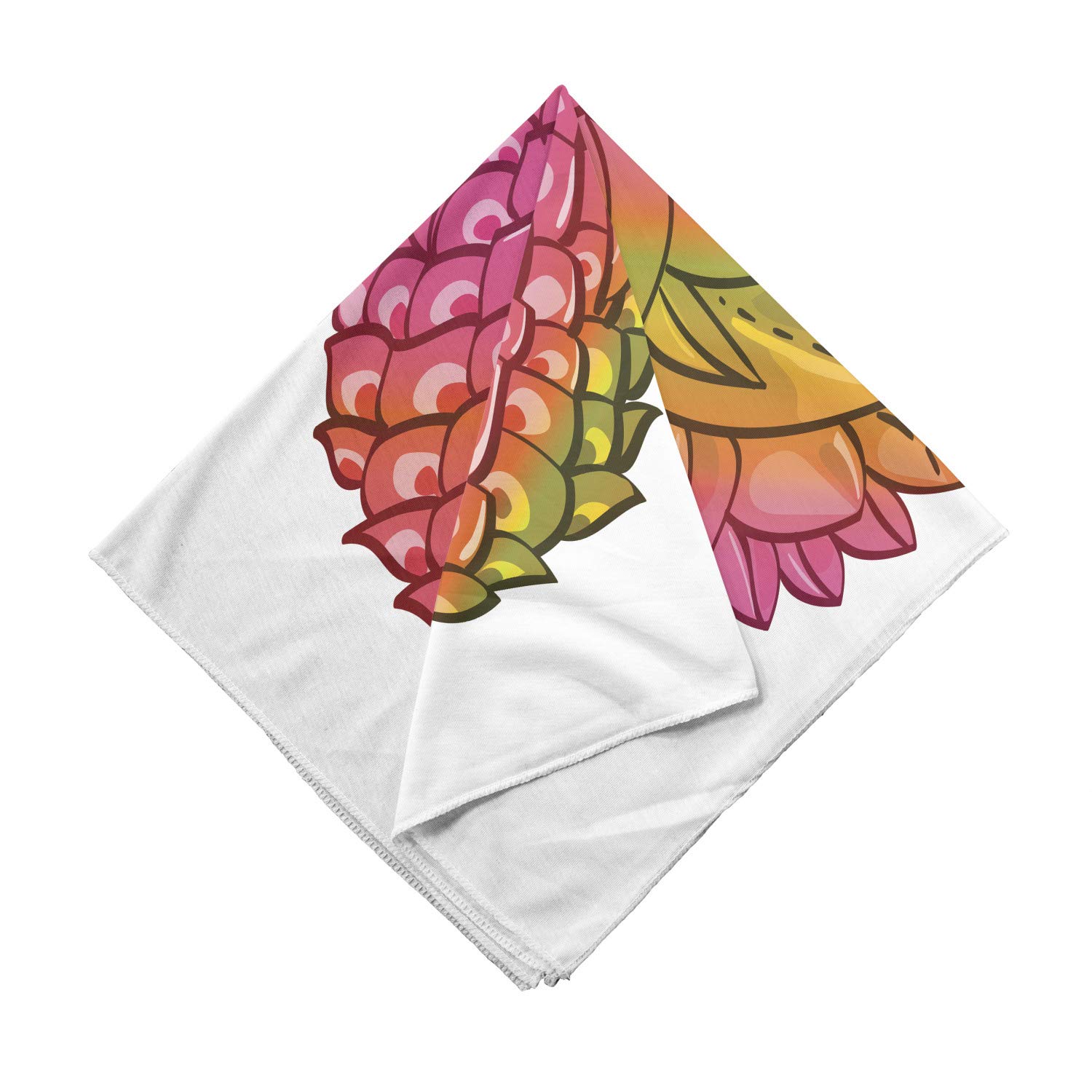 Ambesonne Pineapple Unisex Bandana - Tropical Exotic Fruit Print Multicolor Bandana for Men & Women - Perfect for Beach, Summer, Music Festivals & Outdoor Activities
