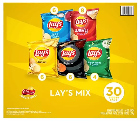 Lay's Potato Chips Variety Pack - 30 Bags of Assorted Flavors | Perfect for Parties, Snacking & Gifts | Crunchy & Delicious Snack Pack