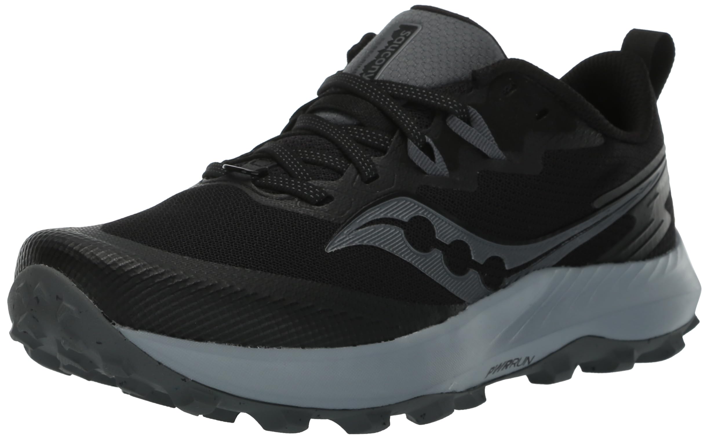 Saucony Peregrine 14 Women's Trail Running Shoes - Black/Carbon Grey - Size 44 EU - Lightweight & Durable for Hiking, Outdoor Adventures & Daily Jogging