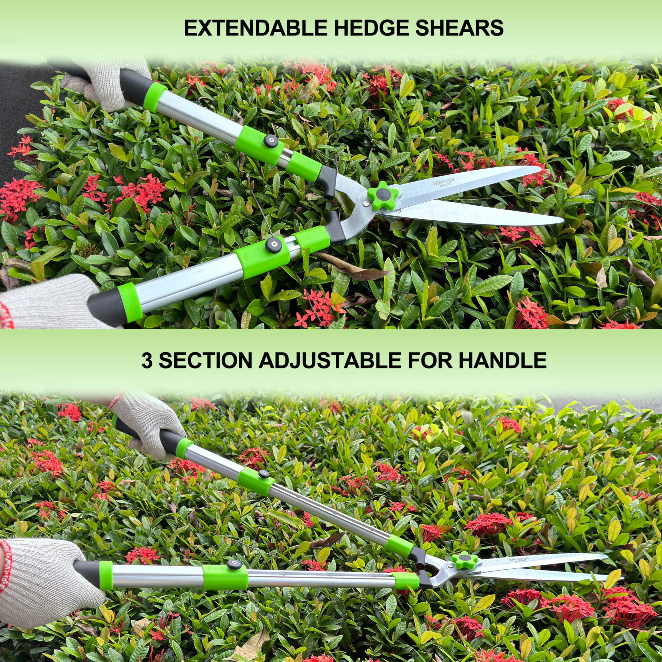 Extendable Hedge Shears - Heavy Duty Garden Trimmer for Bushes, Borders & Pruning | Professional Landscaping Tool