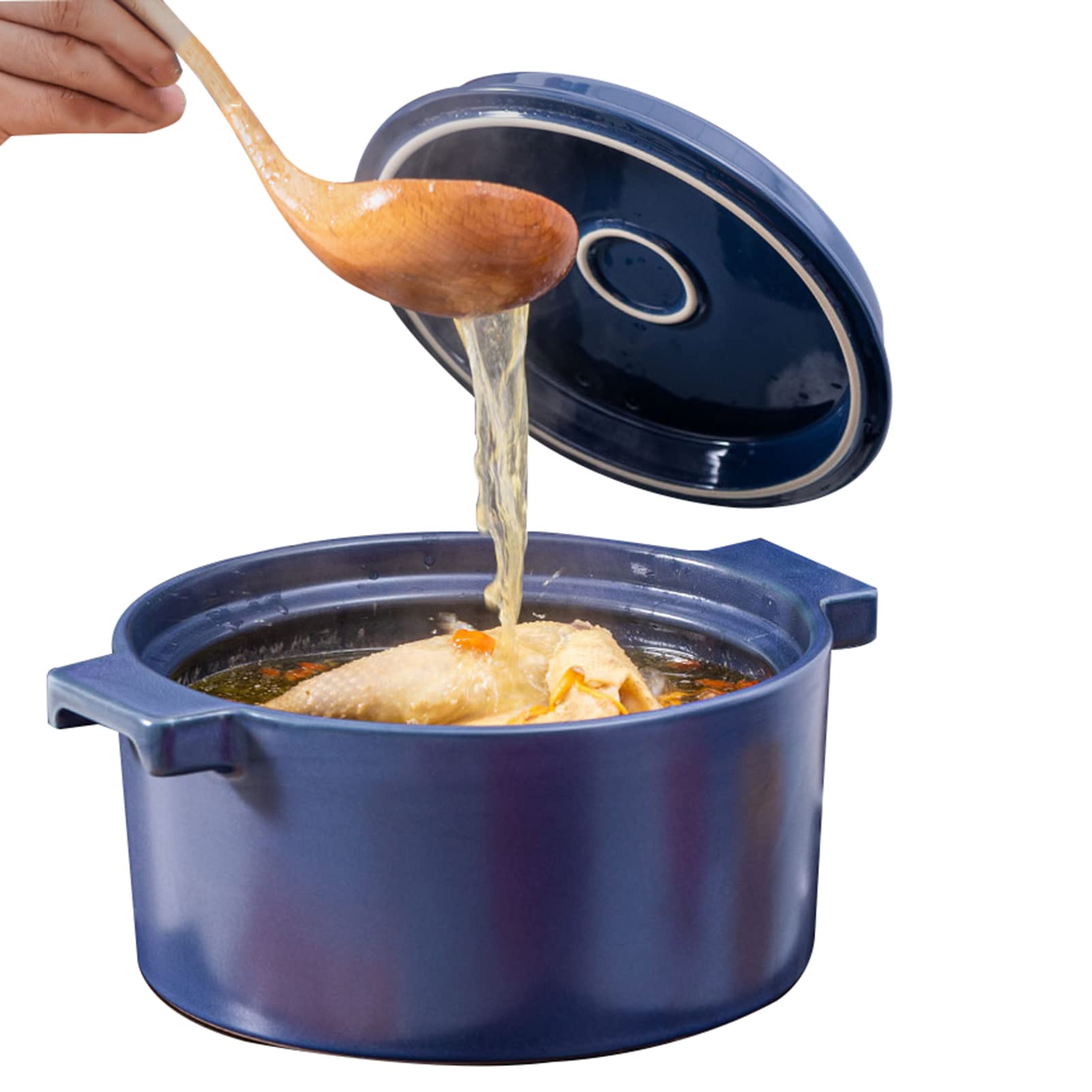 LXLTL Ceramic Pot - 1600ML Stovetop Ceramic Cookware for Soup, Stew & Casserole | Healthy Clay Cooking Pot for Slow Cooking, Braising & Simmering | Perfect for Kitchen, Camping & Gift Giving