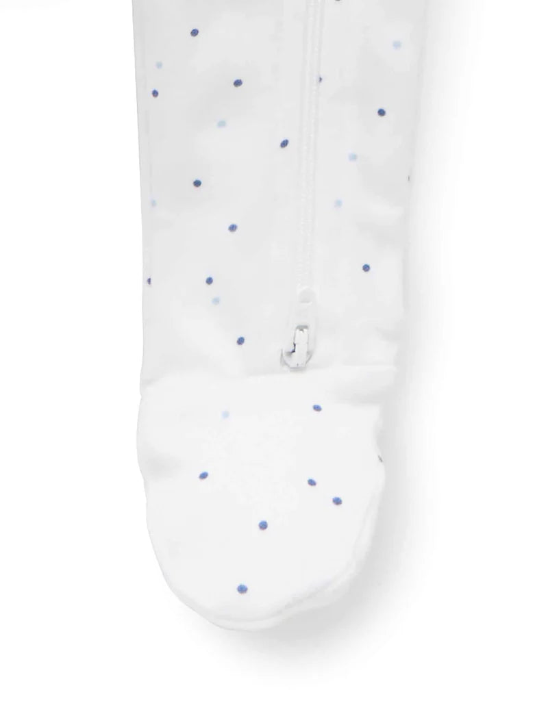 Purebaby Organic Zip Growsuit 2 Pack - Pale Blue & Spots | Soft Baby Sleepwear for Boys & Girls | Perfect for Nursery, Daycare & Playtime