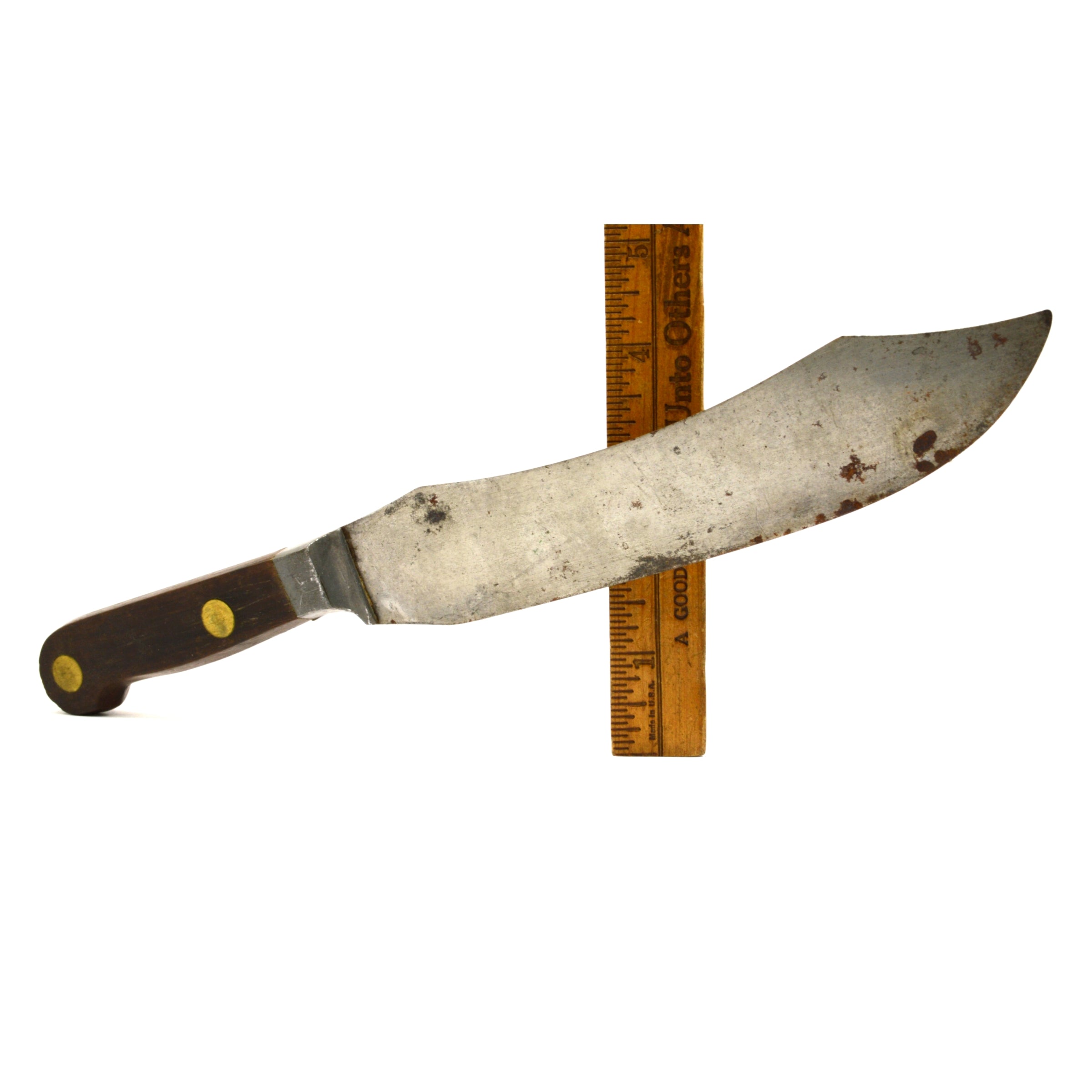 Vintage 12-Inch Carbon Steel Chef Knife with Pewter Bolster - Unmarked Sabatier Style - Perfect for Professional Chefs & Home Cooking