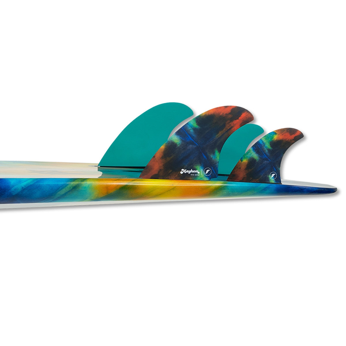 Futures QUAD Mayhem Evil Quad Surfboard - Rainbow Color - Perfect for Big Waves and High-Performance Surfing