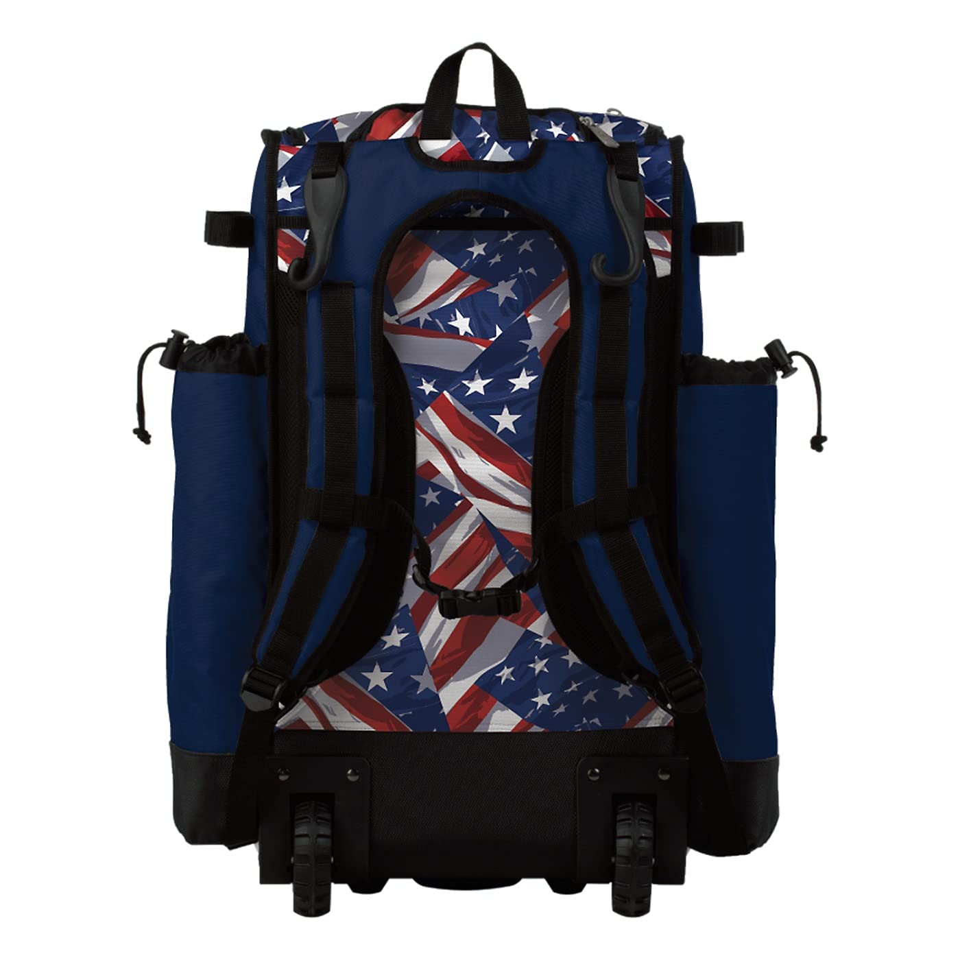 Boombah Hybrid Rolling Catchers Bat Bag - USA Independence Navy/Red/White - Wheeled & Backpack Baseball Equipment for Travel & Games