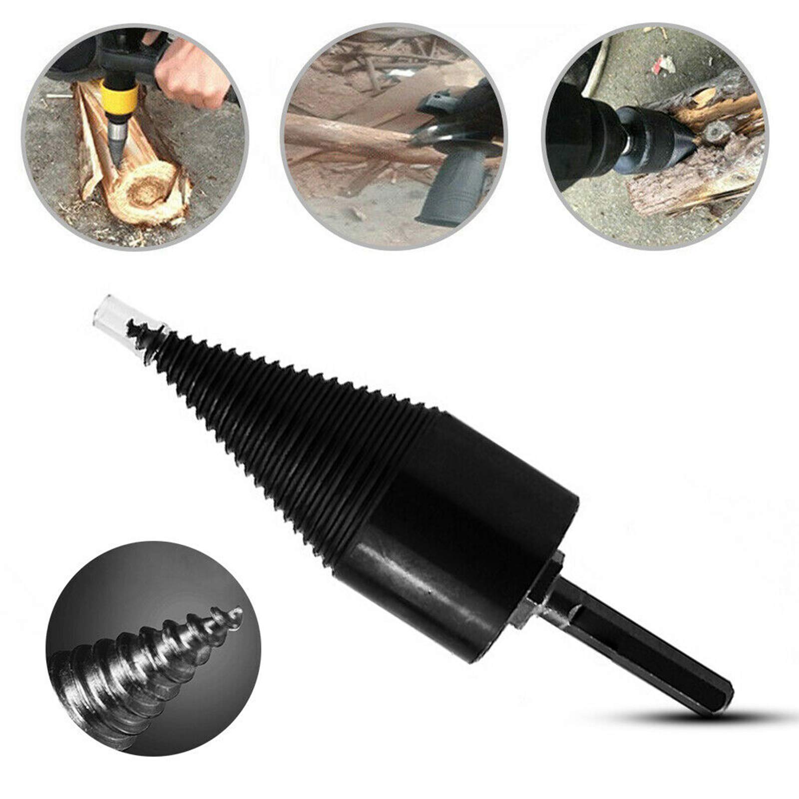 Heavy Duty Splitting Wood Cone Drill Bit Set (32mm/42mm) - Log Splitter Screw Cone for Firewood Kindling, Compatible with Household Electric Drills - Perfect for Camping, Fireplace & Outdoor Wood Splitting