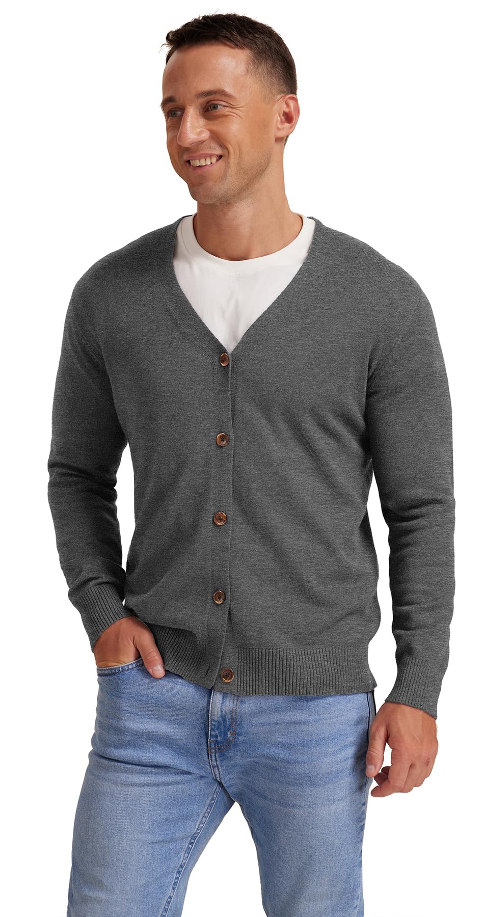 Vintage Striped Long Sleeve Cardigan Sweater for Men - Button V Neck Knit Pullover | Casual Fall & Winter Layering, Office Wear, Date Night Outfits