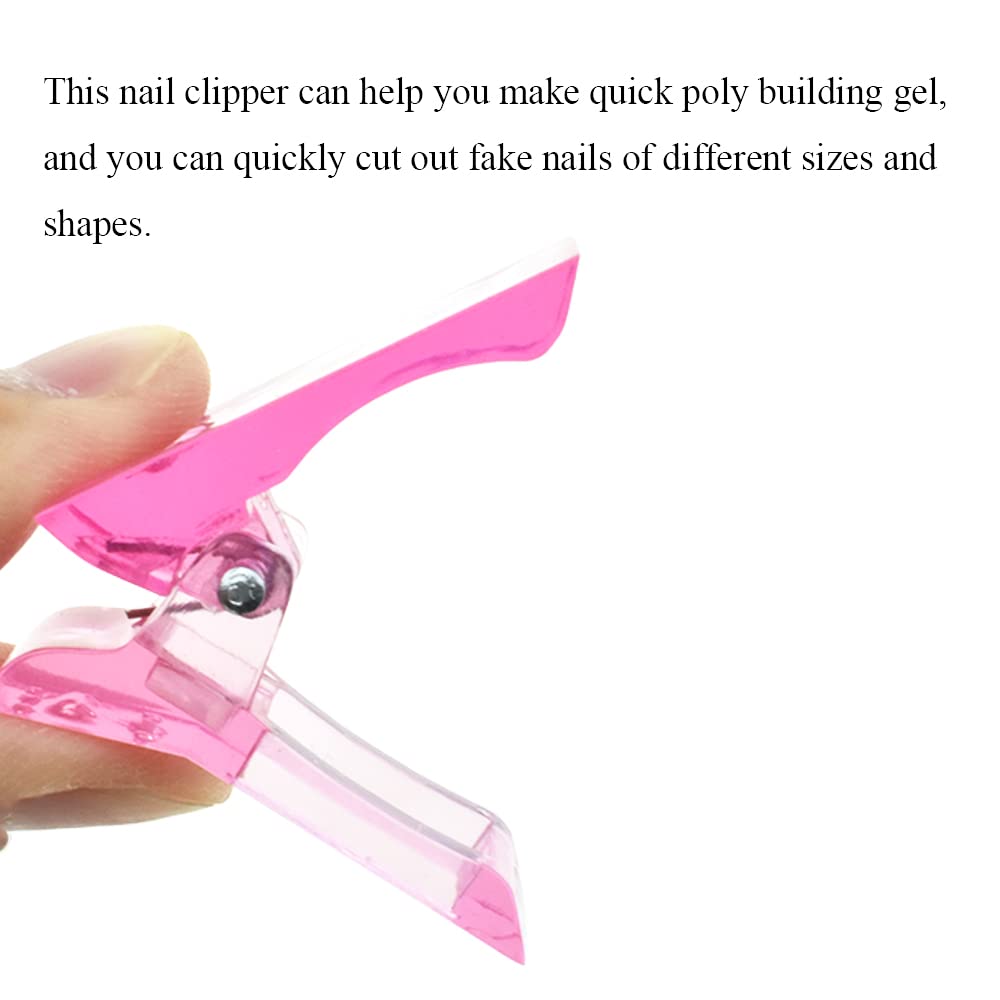 HAHIYO 5Pcs Pink Plastic Nail Tips Clips - Quick Building Poly Gel Nail Forms with UV LED Builder Clamps for Nail Extensions | Perfect for Nail Art, DIY Design, Manicure, Salon & Home Use | Great for Professional Nail Technicians & At-Home Beauty Enthusiasts
