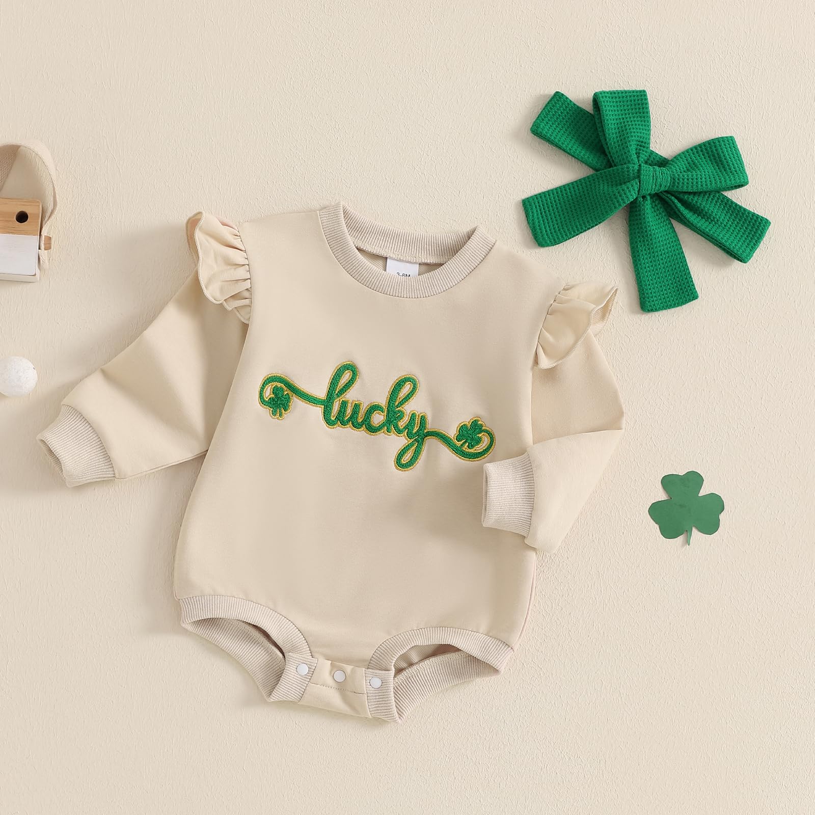 Baby Girl Valentine's Day Heart Print Bubble Romper & Sweatshirt Onesie - Cute Newborn Outfit for Valentine's Day, Photo Shoots & Special Occasions
