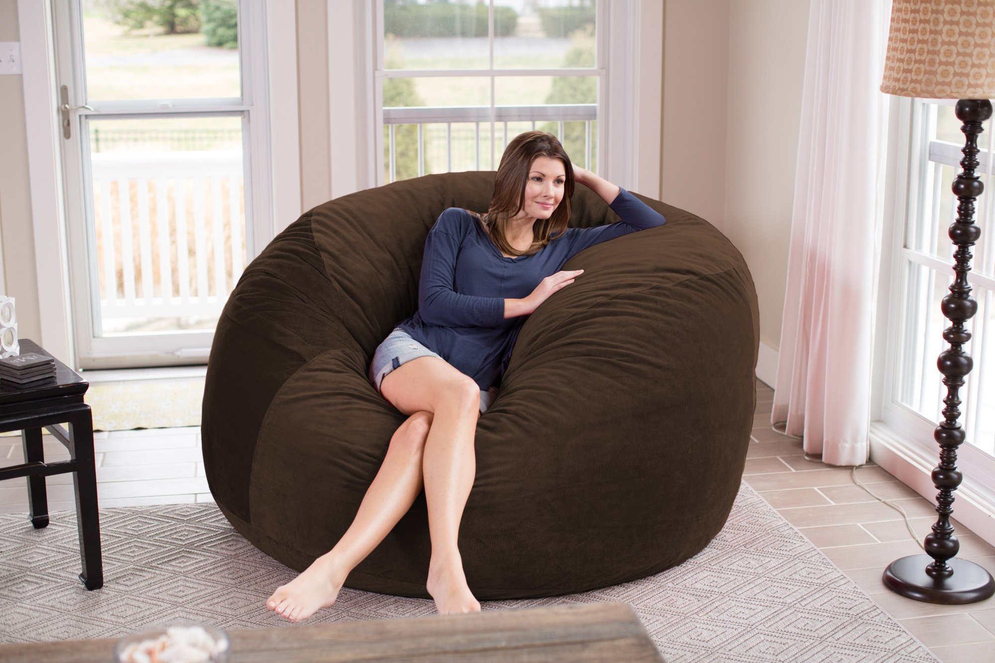 Chill Sack 6' Giant Memory Foam Bean Bag Chair - Ultra Soft Microfiber Cover (Brown Pebble) for Living Room, Game Room & Dorm Comfort