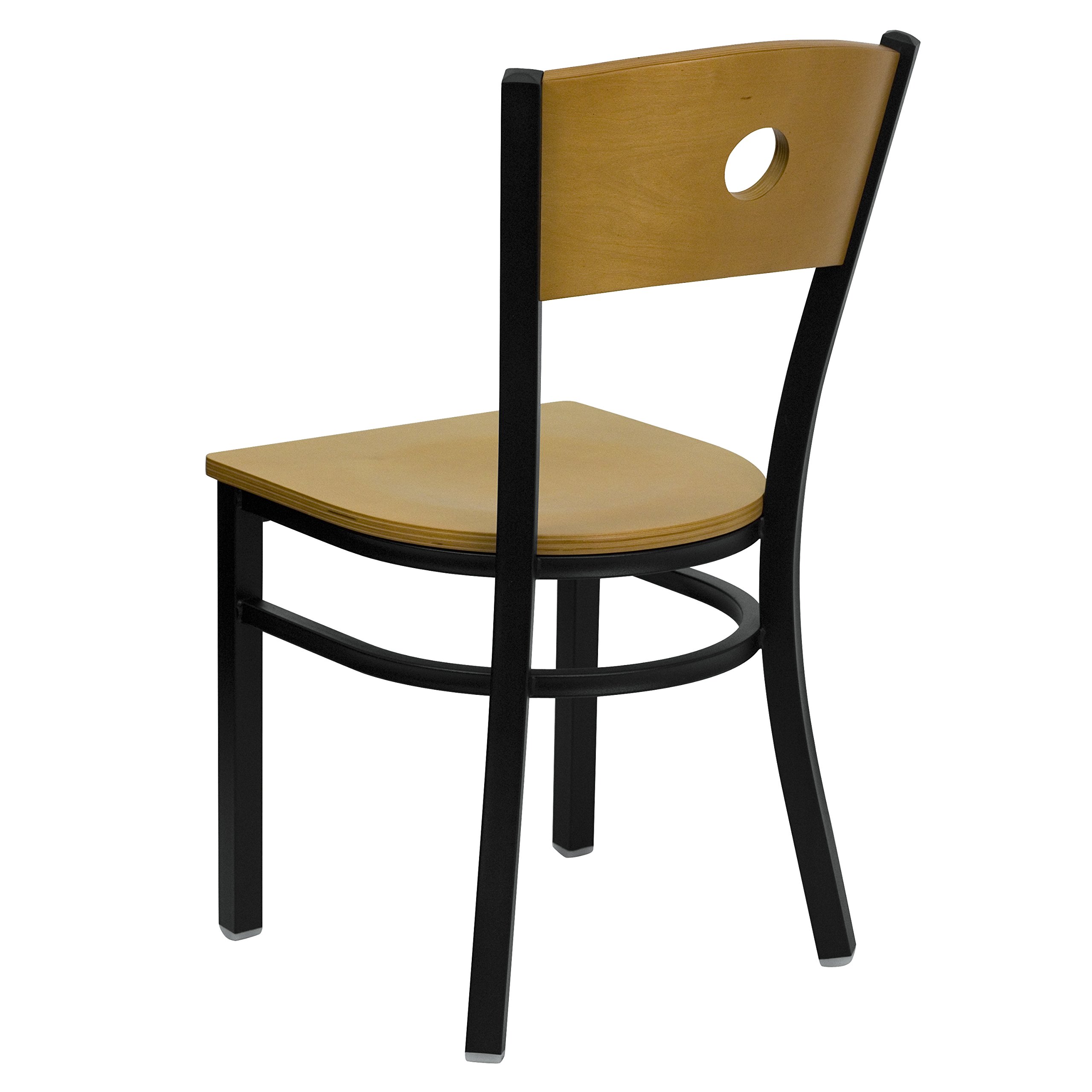 Flash Furniture HERCULES Series Black Metal Restaurant Chair with Natural Wood Back & Seat - Durable Dining Chairs for Restaurants, Cafes, and Home Kitchens