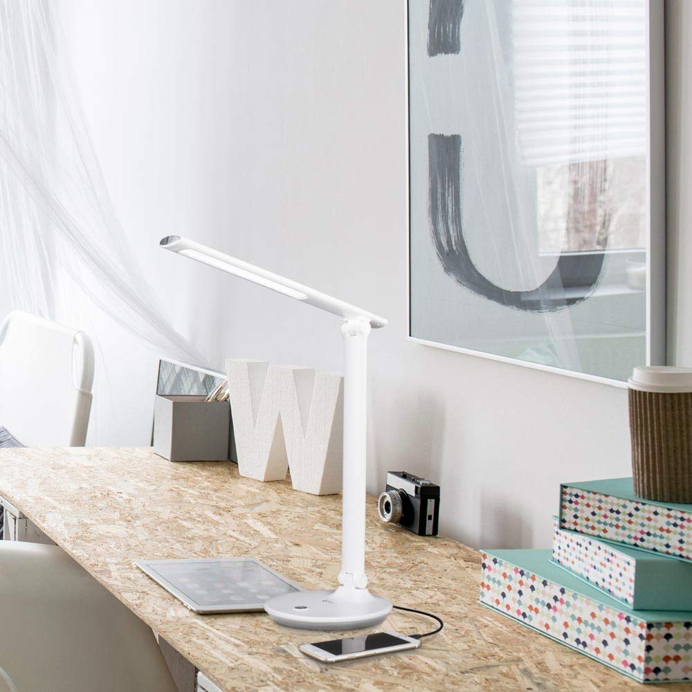 OttLite Emerge LED Desk Lamp with 2.1A USB Charging Port - Adjustable Brightness for Office, Study & Reading - Energy Efficient Task Lighting with Eye Care Technology