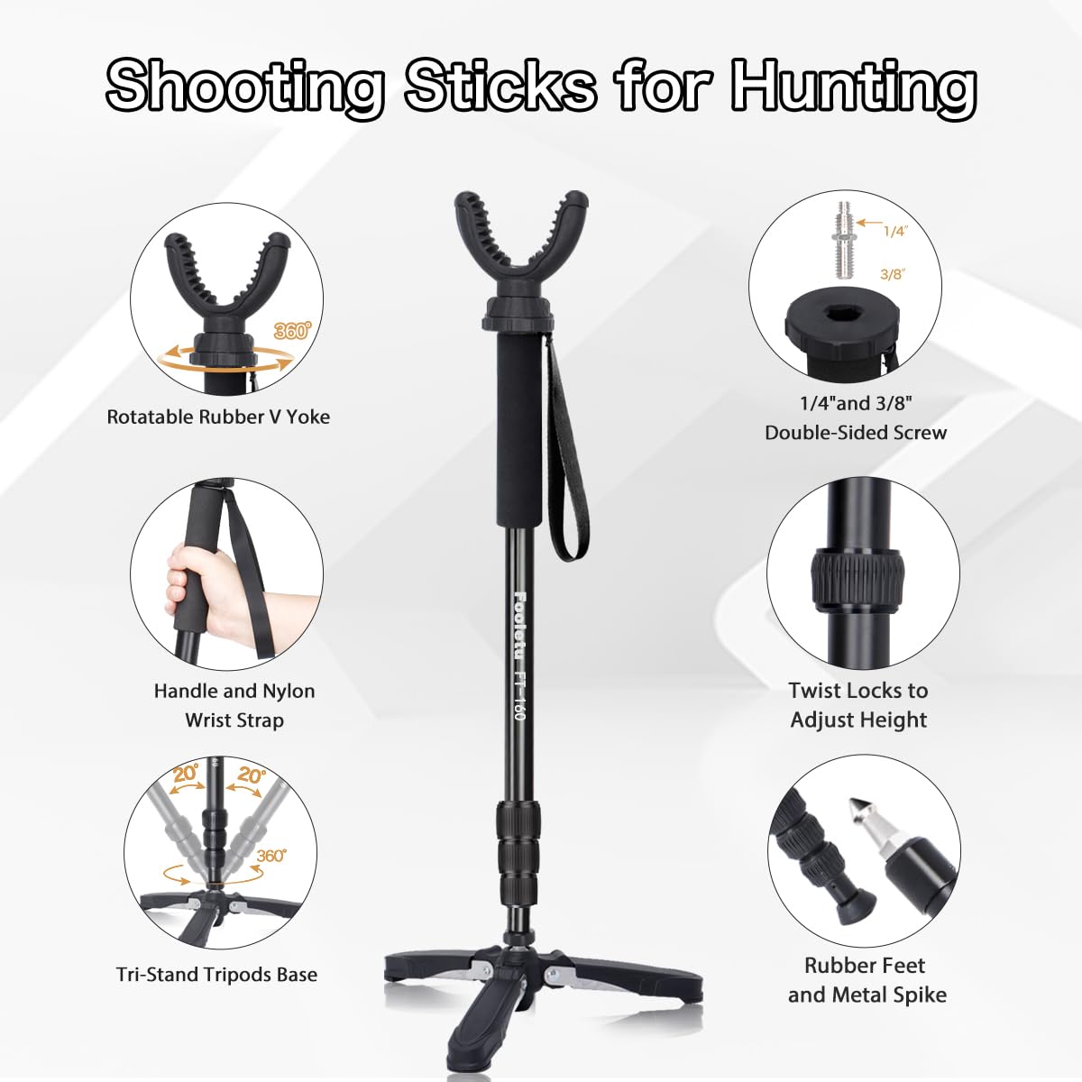 FT-160 Adjustable Shooting Stick Monopod 24