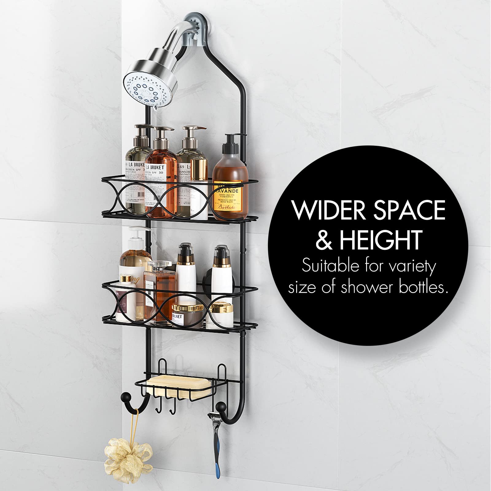 LEVERLOC 2-Pack Razor Holder for Shower with Strong Suction Cup & Anti-Swing Shower Caddy - Perfect for Organizing Razors, Loofahs, and Bath Accessories in Your Bathroom