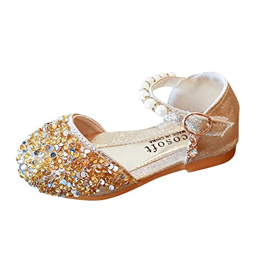 Sparkly Girls Mary Jane Dress Shoes - Glitter Wedding & Party Flats for Toddler to Big Kids - Perfect for Special Occasions, Flower Girl, Birthday & Formal Events