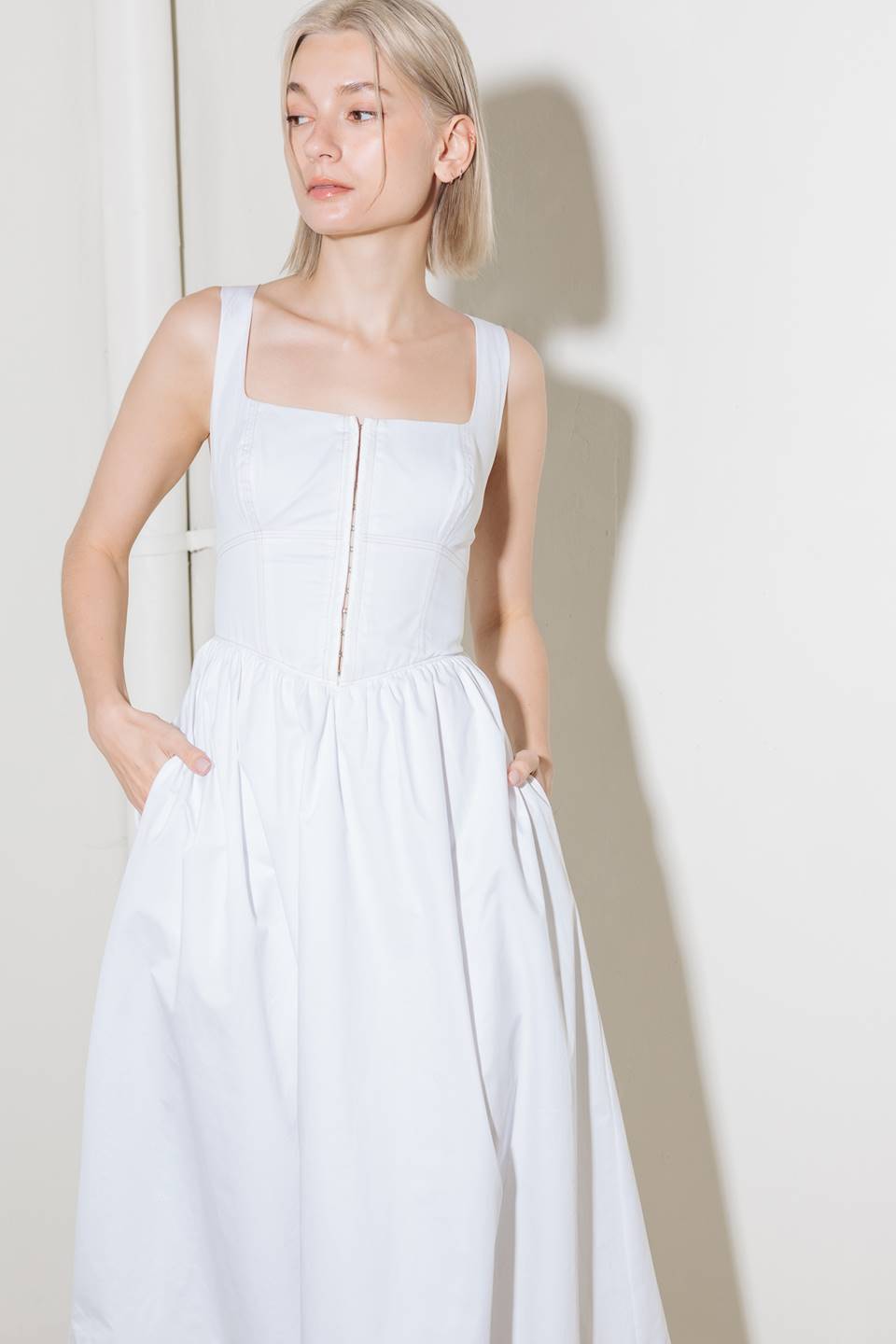 CATCH THE SUN White Midi Dress - Flowy Summer Dress for Women, Beach Wedding Guest Dress, Boho Chic Outfit for Vacation & Outdoor Parties