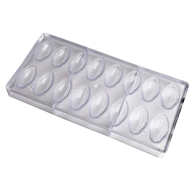 Premium Polycarbonate Chocolate Mold - 16 Cocoa Bean Shapes for DIY Candy, Baking & Dessert Decorations | Perfect for Holidays, Parties & Gift Making