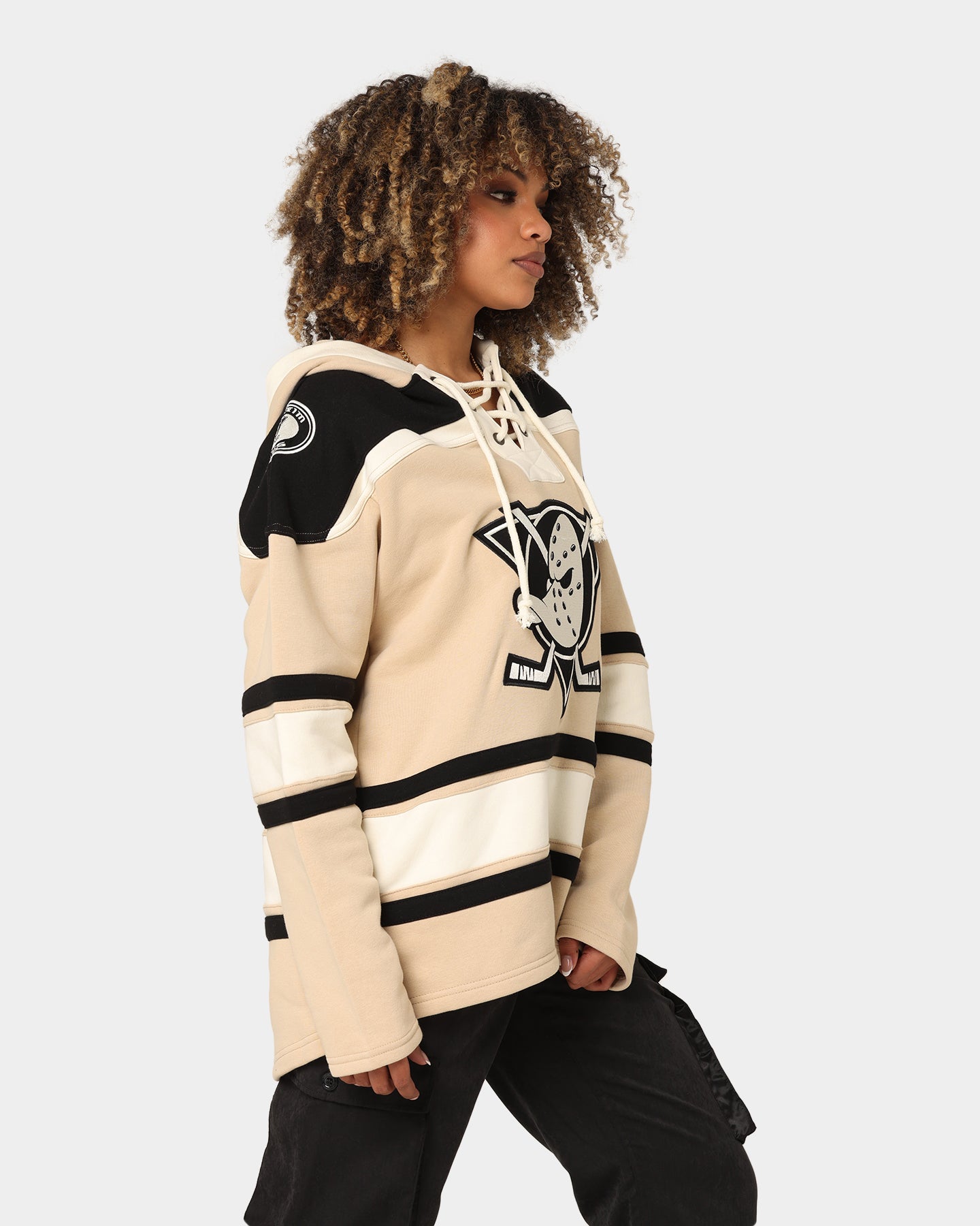 47 Brand Anaheim Ducks Superior Lacer Hoodie - Men's Khaki Pullover Sweatshirt for Casual Wear & Sports Fans