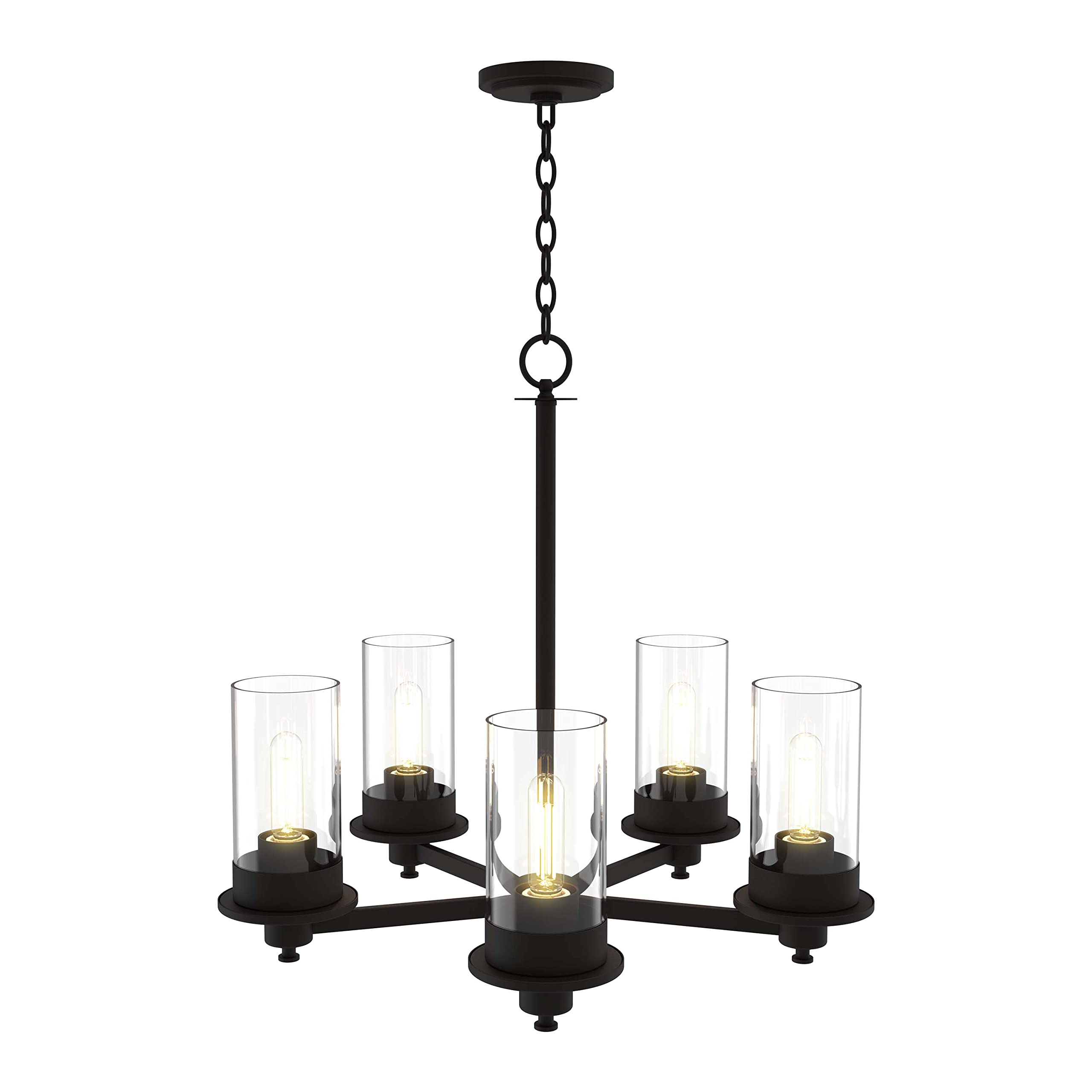 ENBRIGHTEN 5-Light Farmhouse Chandelier - Black LED Dining Room Light Fixture for Kitchen, Living Room & Bedroom | Modern Rustic Ceiling Lighting for Home Decor