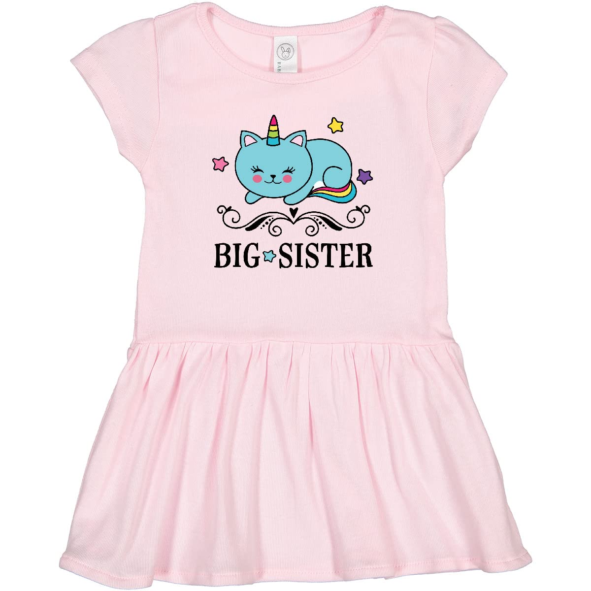 Inktastic Big Sister Unicorn Toddler Dress - Cute & Comfortable Baby Girl Outfit for Birthday, Photo Shoots & Family Events