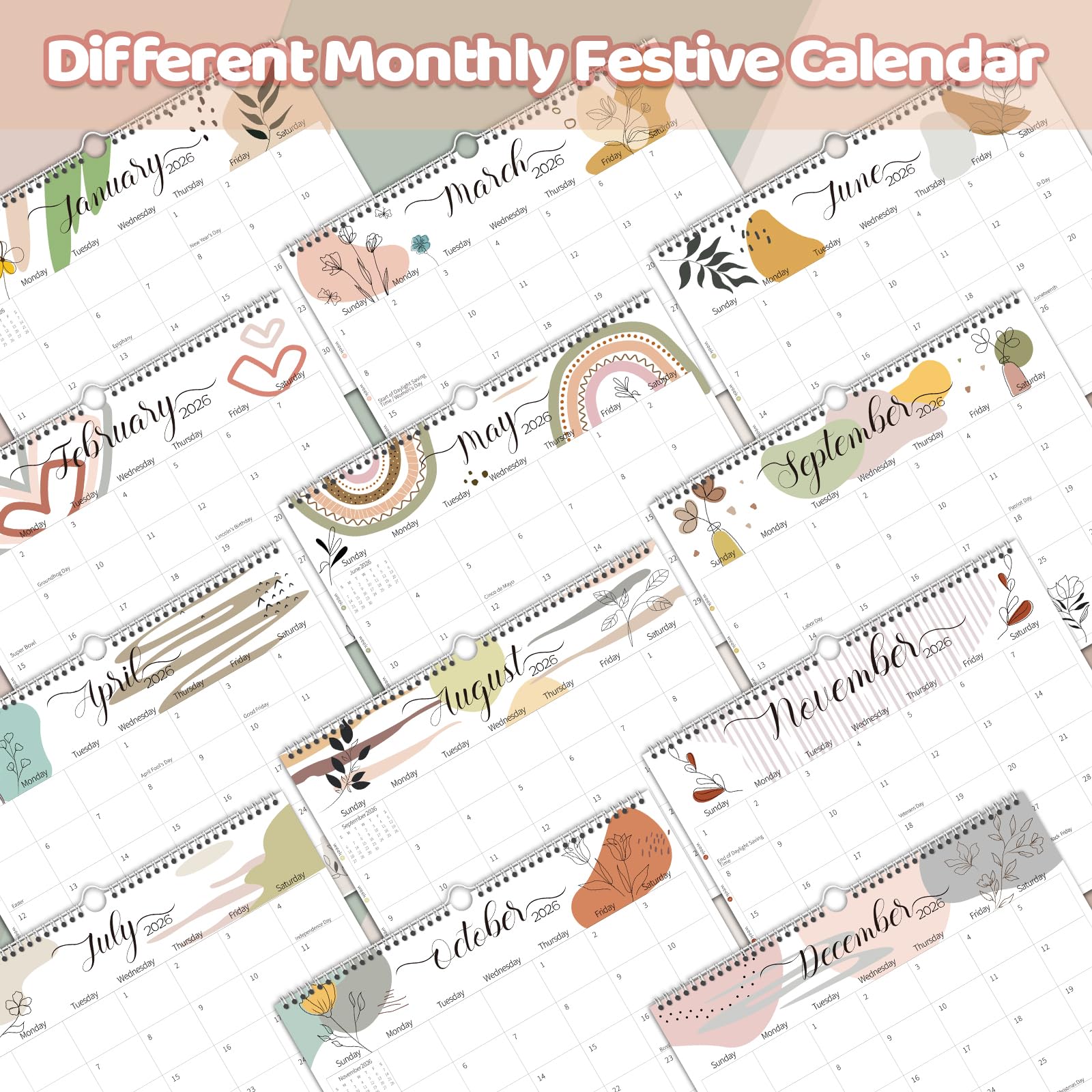 Guasslee 2025-2026 Wall Calendar - 19 Month Planner (June 2025 to December 2026) - 14