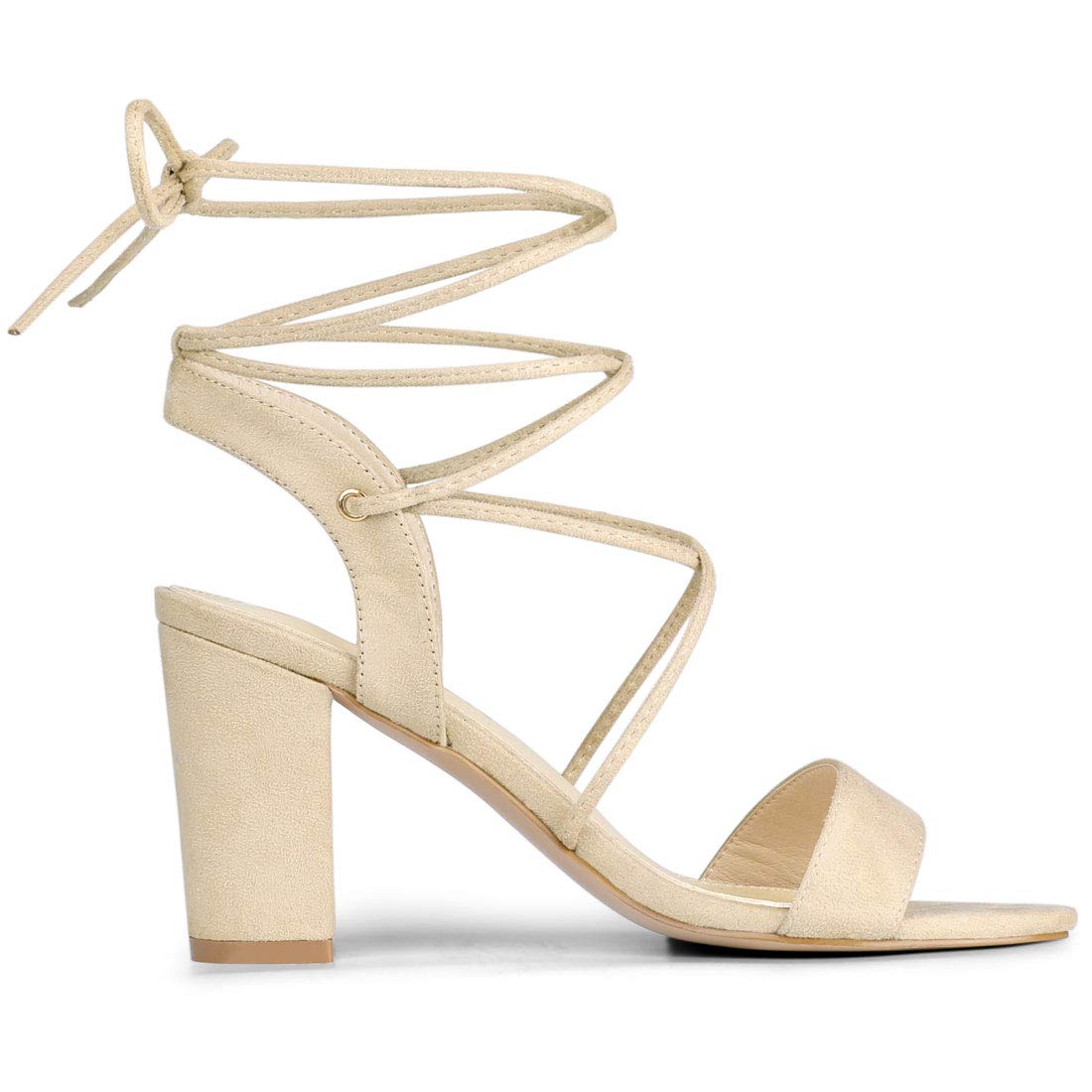 Allegra K Women's Lace Up Block Heel Sandals - Comfortable High Heel Dress Shoes for Wedding, Party & Evening Occasions