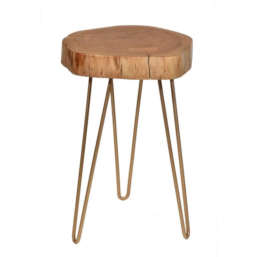 Live Edge Accent Table Top in Gold - Natural Wood Coffee Table Decor for Modern Living Room, Bedroom & Office