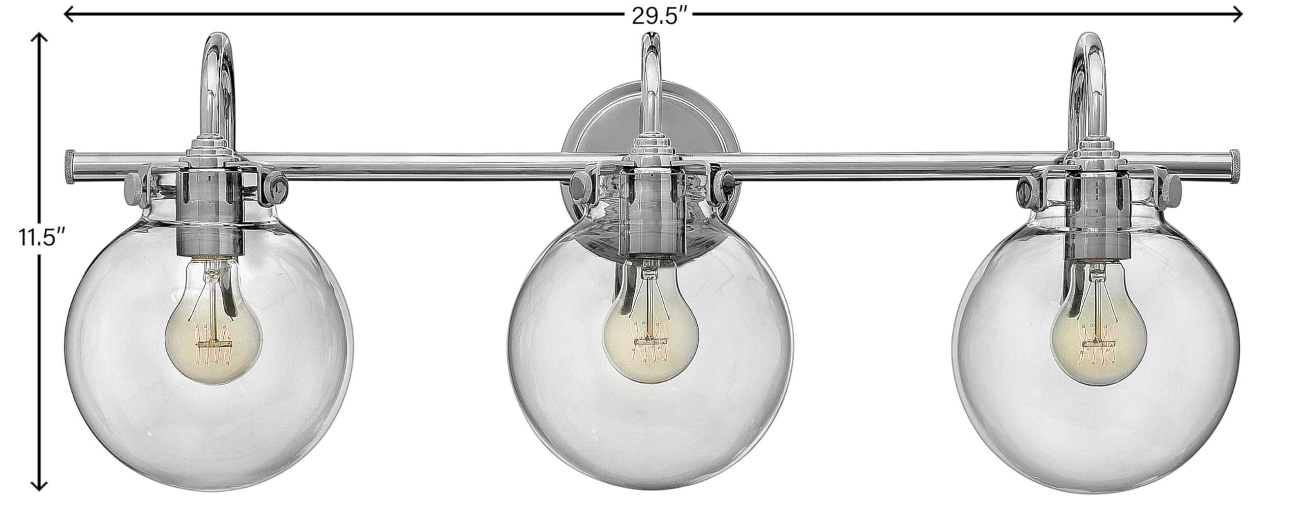 Hinkley Congress Collection 3-Light Chrome Bathroom Vanity Light Fixture - Perfect for Modern Bathrooms, Powder Rooms & Dressing Areas