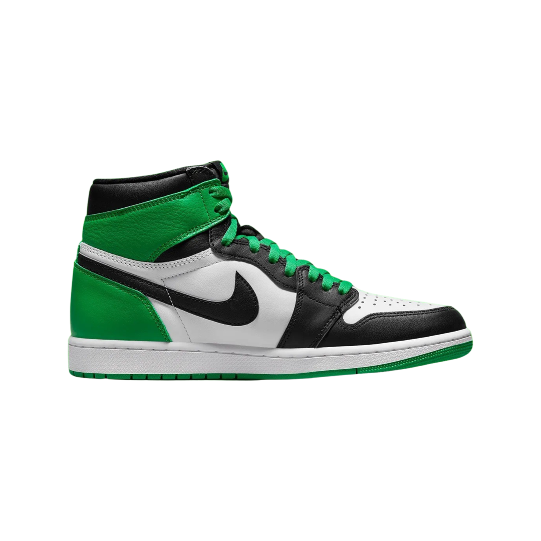 Jordan 1 Retro High OG Sneakers - Black, Lucky Green & White Colorway - Men's Basketball Shoes for Streetwear & Casual Wear