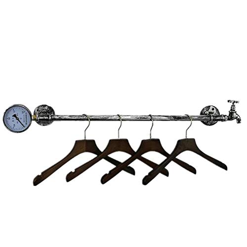 Zhangmeiren Vintage Water Pipe Hanger - Silver 106cm Wall Mounted Clothing Rack for Store Display | Perfect for Boutique, Retail Shop & Home Decor Organization