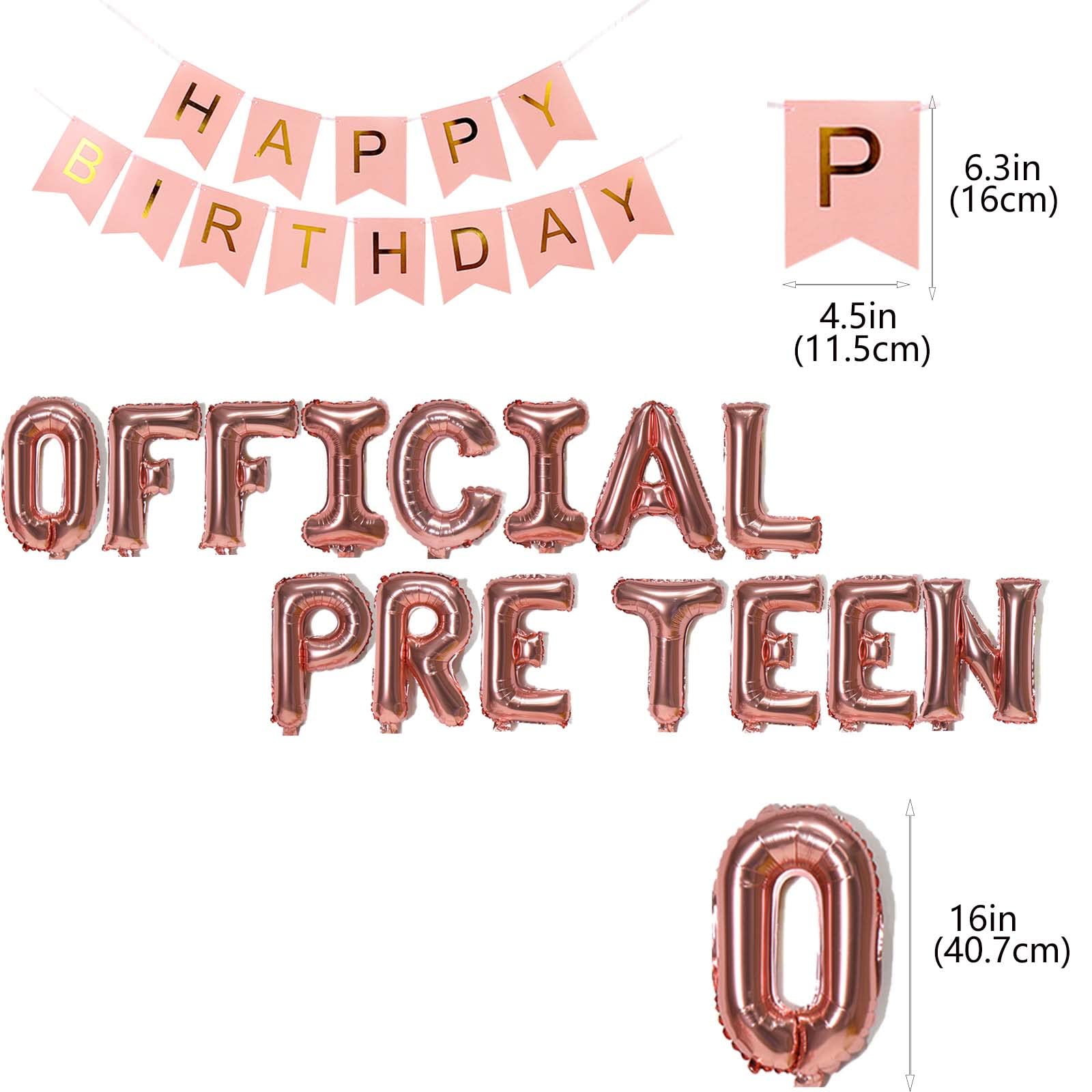 12th Birthday Decorations for Girls - Rose Gold Pre-Teen Balloons, Number 12 Banner & Confetti Balloons Set | Perfect for 12 Year Old Birthday Party Decor & Photo Backdrop