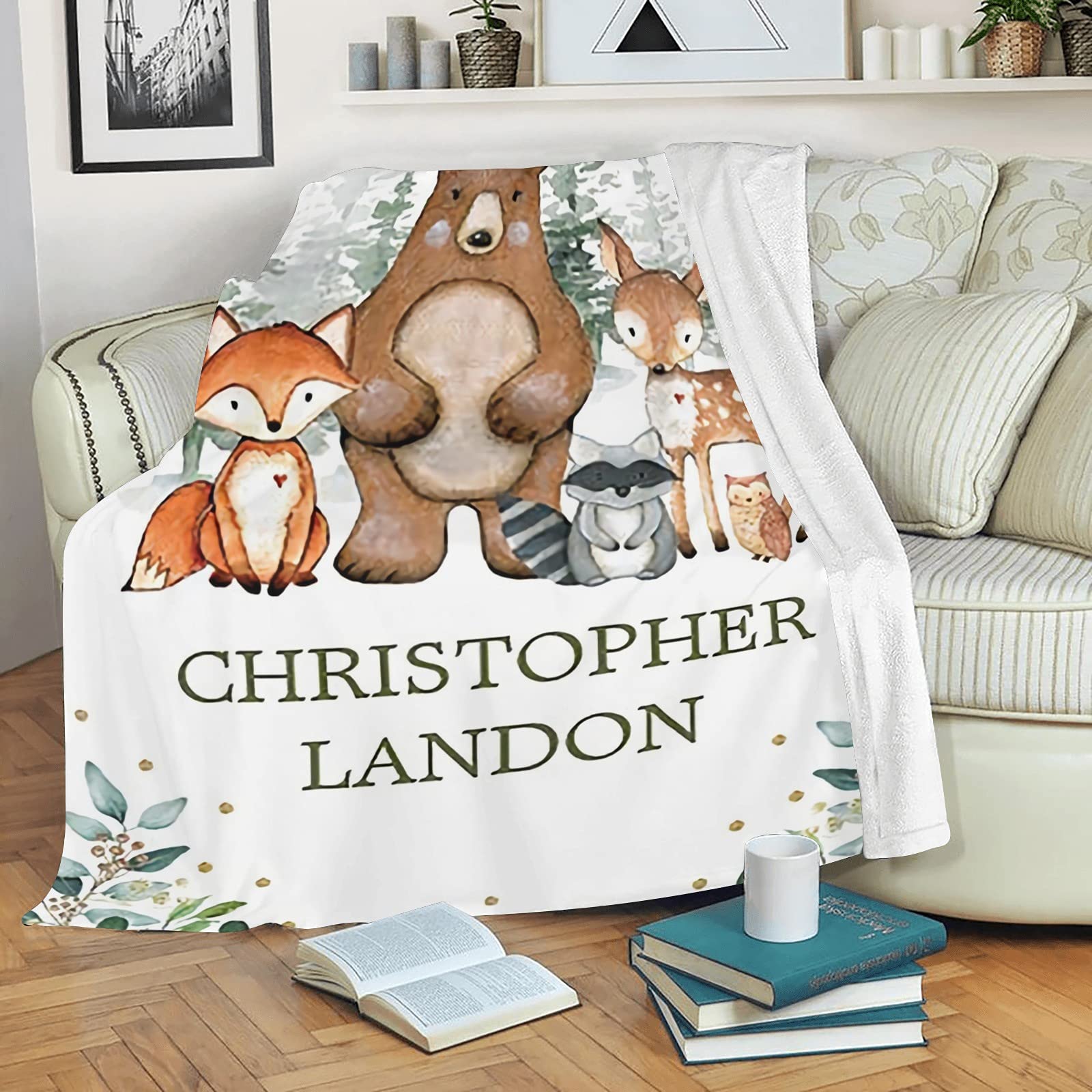 Custom Personalized Baby Blanket with Name & Animal Designs - Super Soft Newborn Blanket for Boys & Girls | Neutral Nursery Decor | Perfect Baby Shower Gift & Cozy Nursery Essential