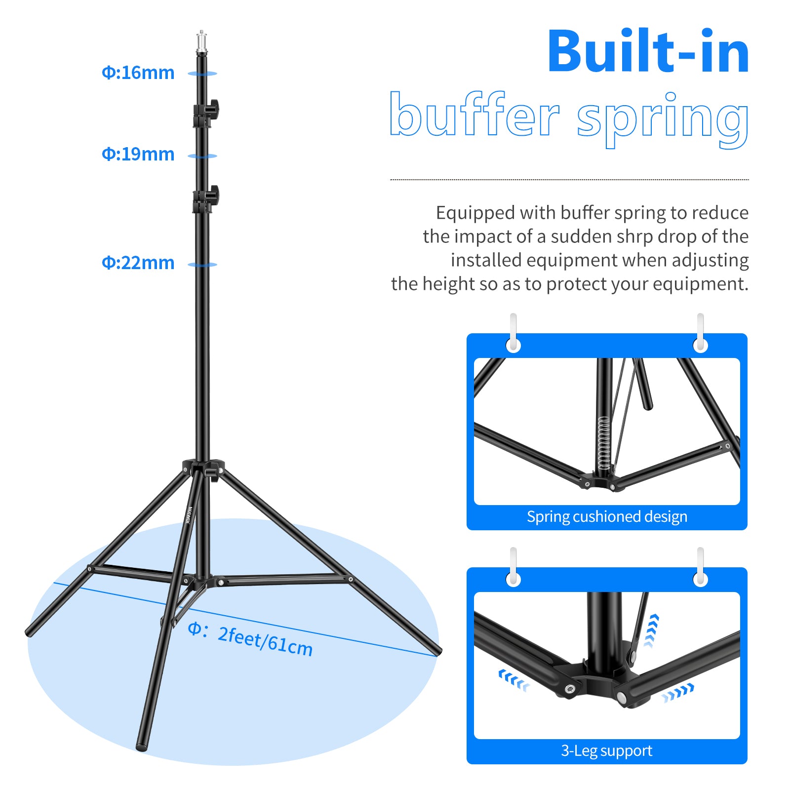 NEEWER ST 190 2 Pack 190cm Professional Photography Light Stand for Studio, YouTube Videos & Portrait Photography