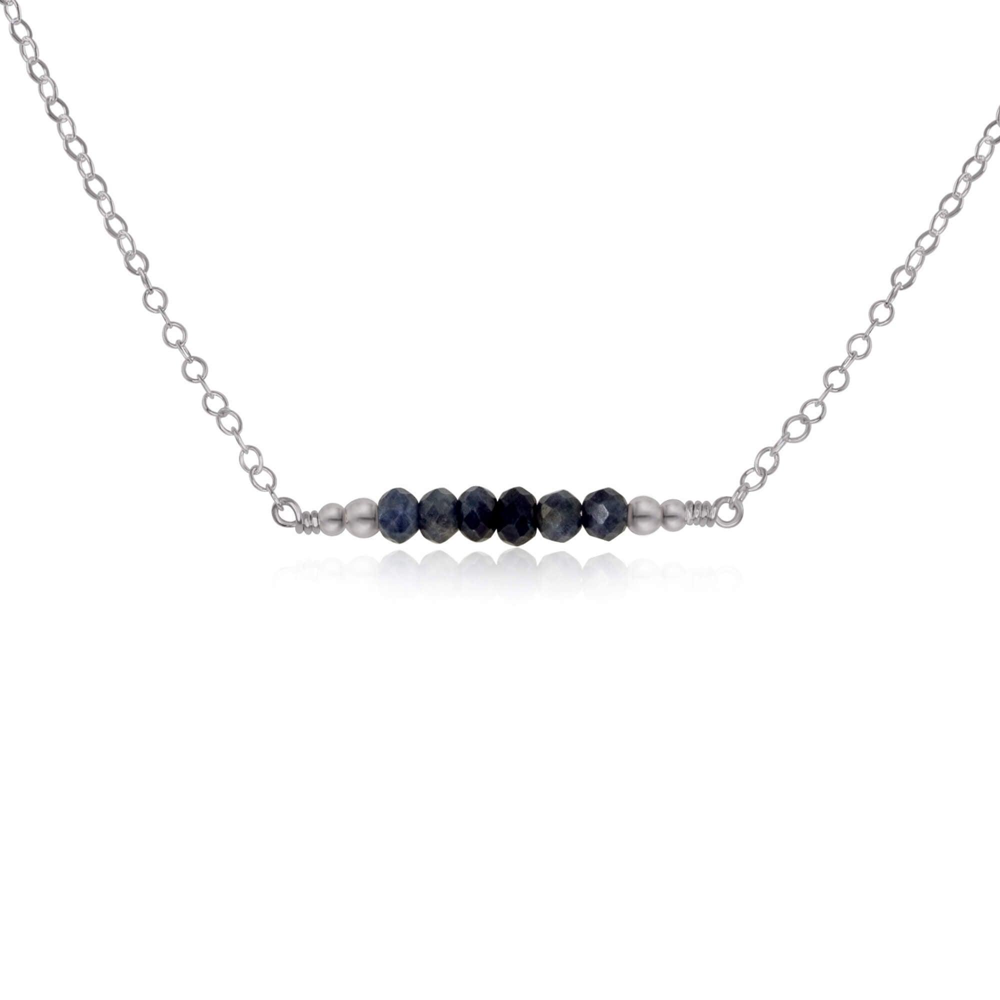 Sparkling Blue Sapphire Faceted Bead Bar Necklace - Elegant Handmade Jewelry for Women | Perfect for Weddings, Parties & Special Occasions