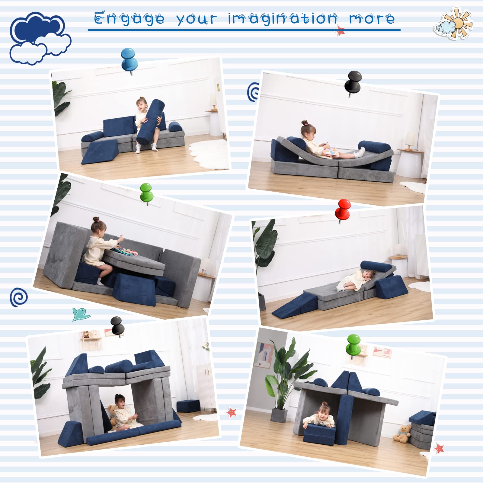 **Kids Play Couch - Soft Foam Sofa for Toddlers to Teens | Indoor & Outdoor Imaginative Play Furniture | Perfect for Bedroom, Playroom & Backyard Fun**