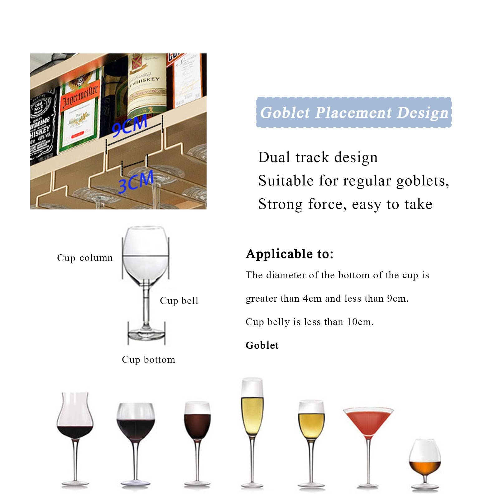 Premium Ceiling Wine Rack - Decorative Hanging Storage Shelf for Wine Bottles, Champagne & Glass Goblets - Sturdy Stemware Organizer for Home Bar (100x25x21cm) - Perfect for Kitchen, Dining Room & Wine Cellar Organization