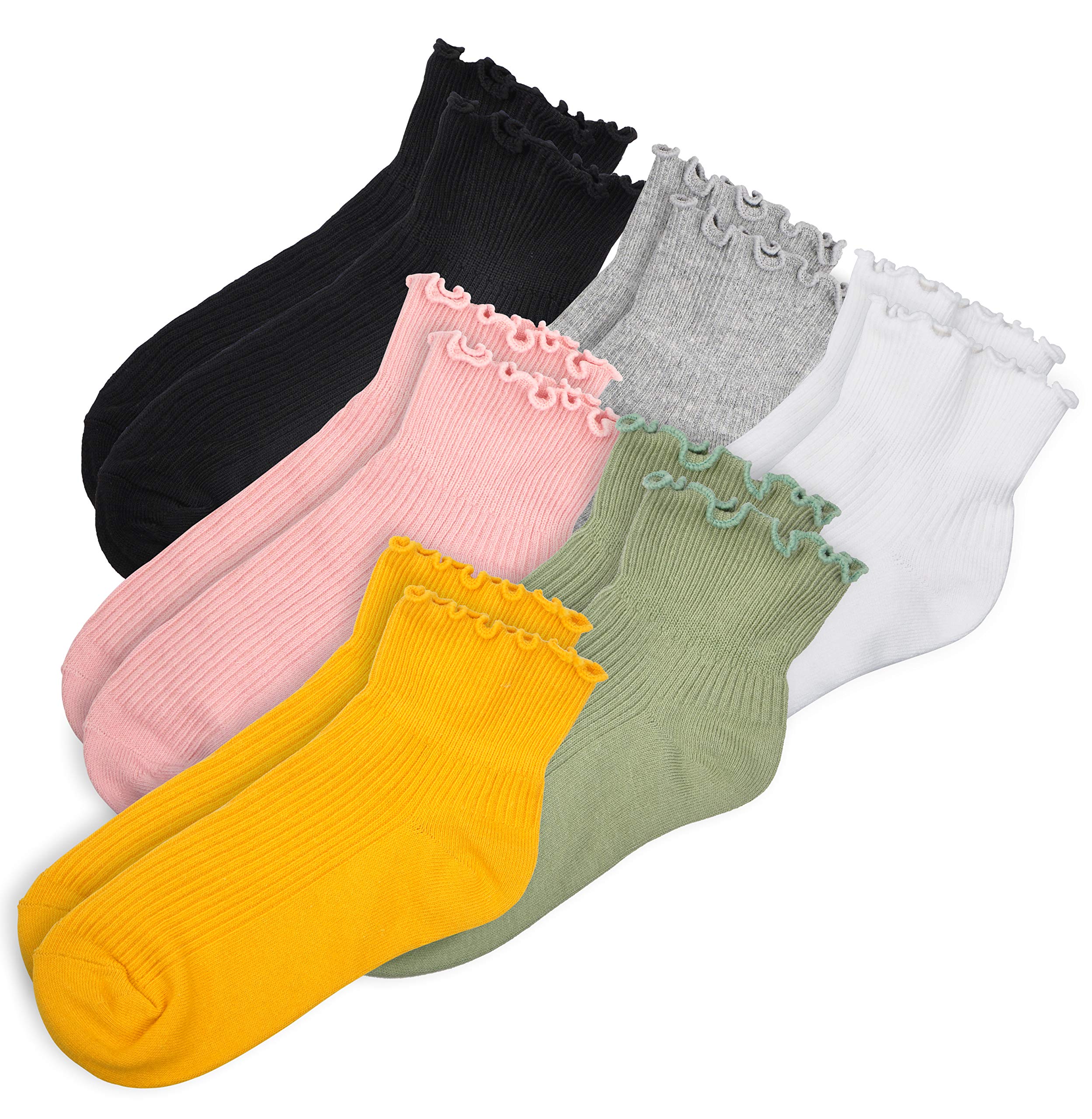 Women's Lace Ruffle Ankle Socks - Soft Cotton Knit Low Cut Casual Socks for Women & Girls - Perfect for Everyday Wear, Workouts, and Fashion Outfits