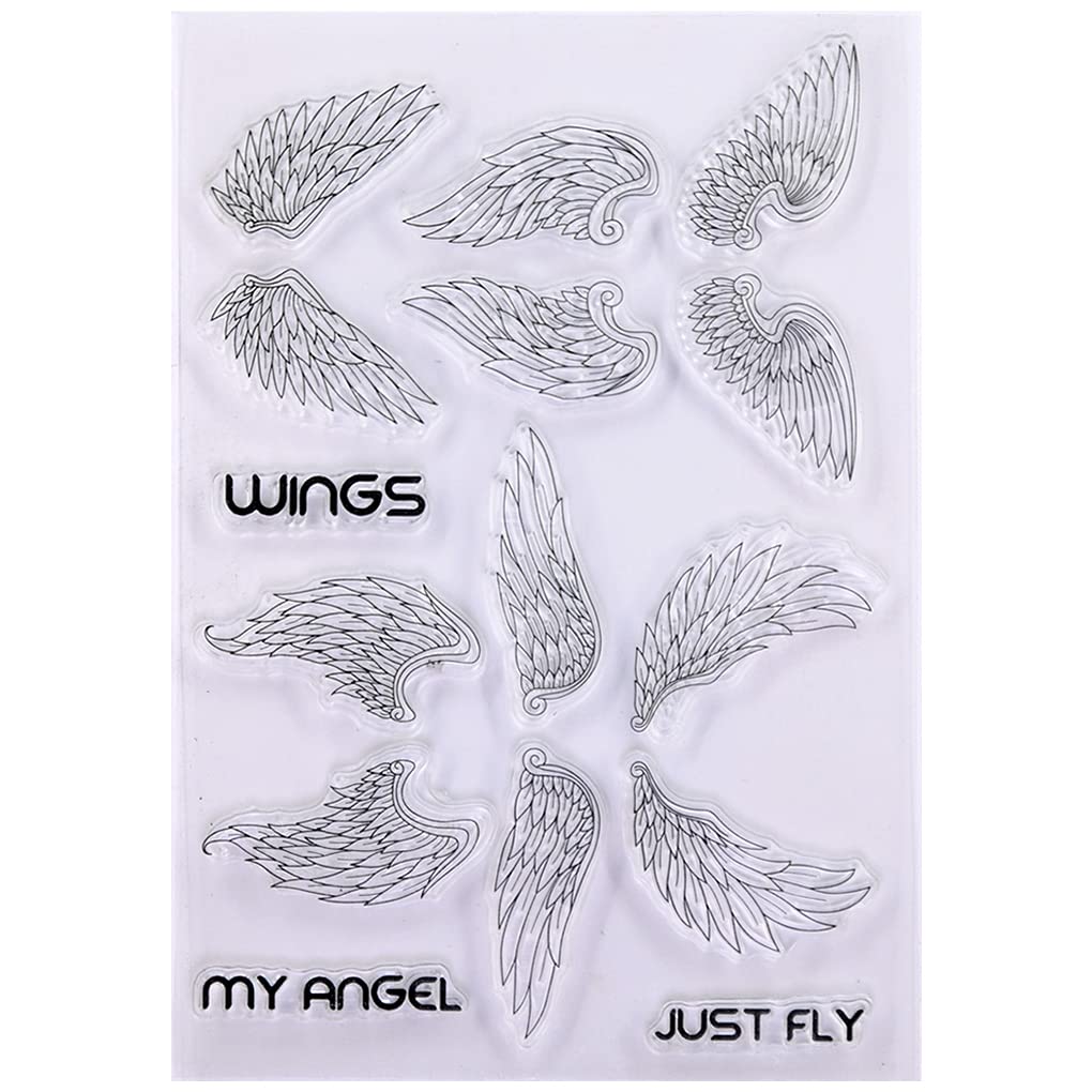 KWELLAM Wings Clear Stamps for Card Making & Scrapbooking - DIY Angel Design for Crafting