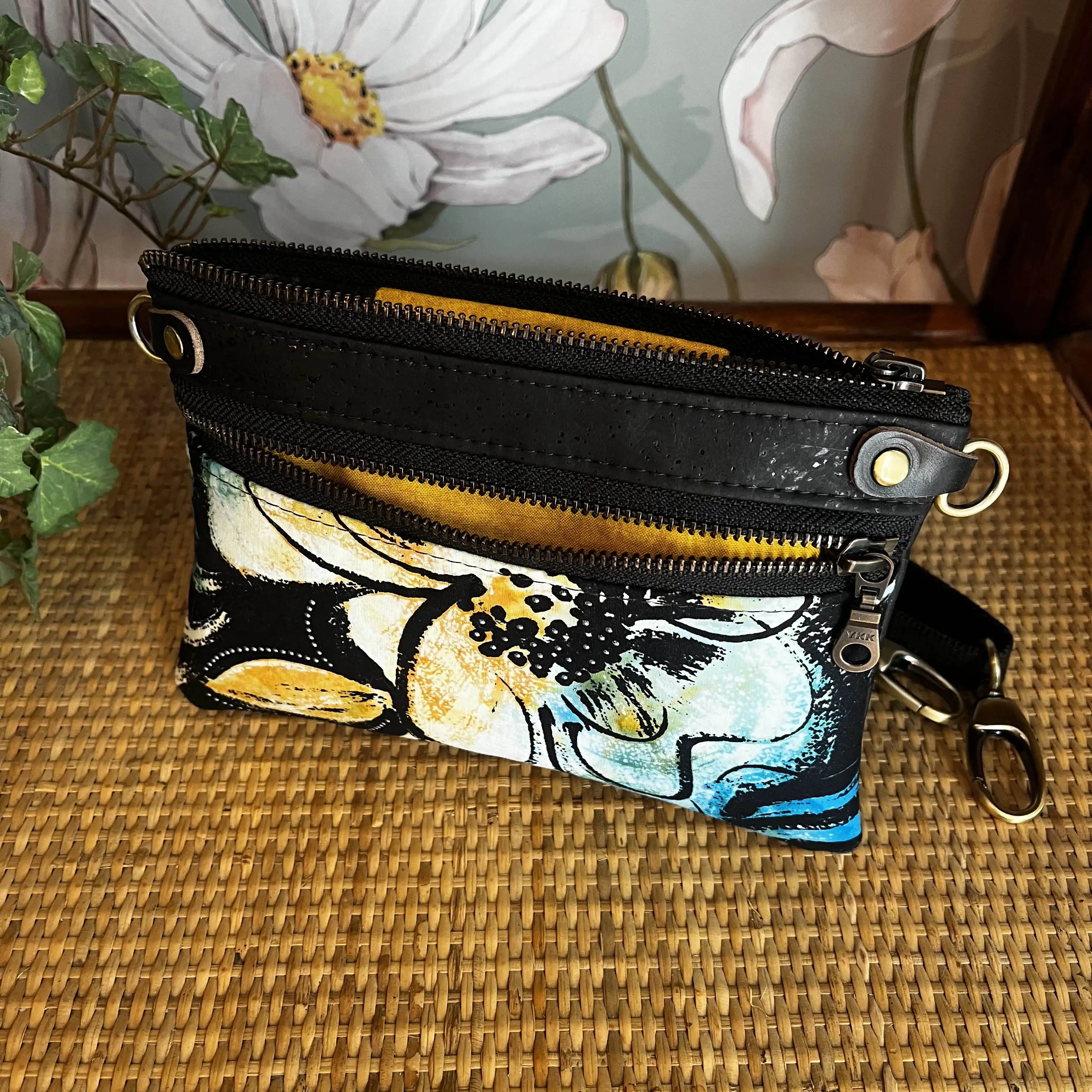 Izzy Cross Body Small Handbag - Black Cork Batik & Antique Leather Purse for Women | Perfect for Everyday Use, Travel & Casual Outings