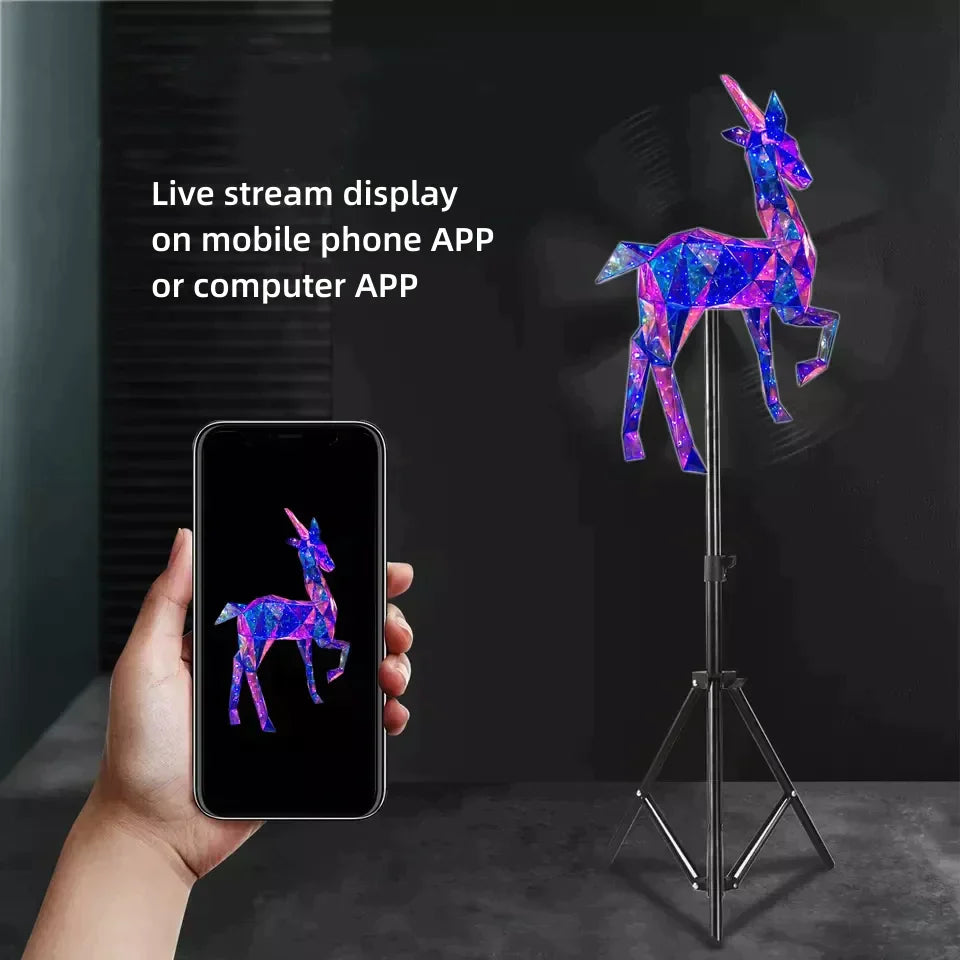100cm 3D Hologram Fan with Remote Control - High Brightness 2200cd/m², 1184 LEDs, 4 Blades for Advertising Displays | Perfect for Retail Stores, Events & Trade Shows | Free Shipping