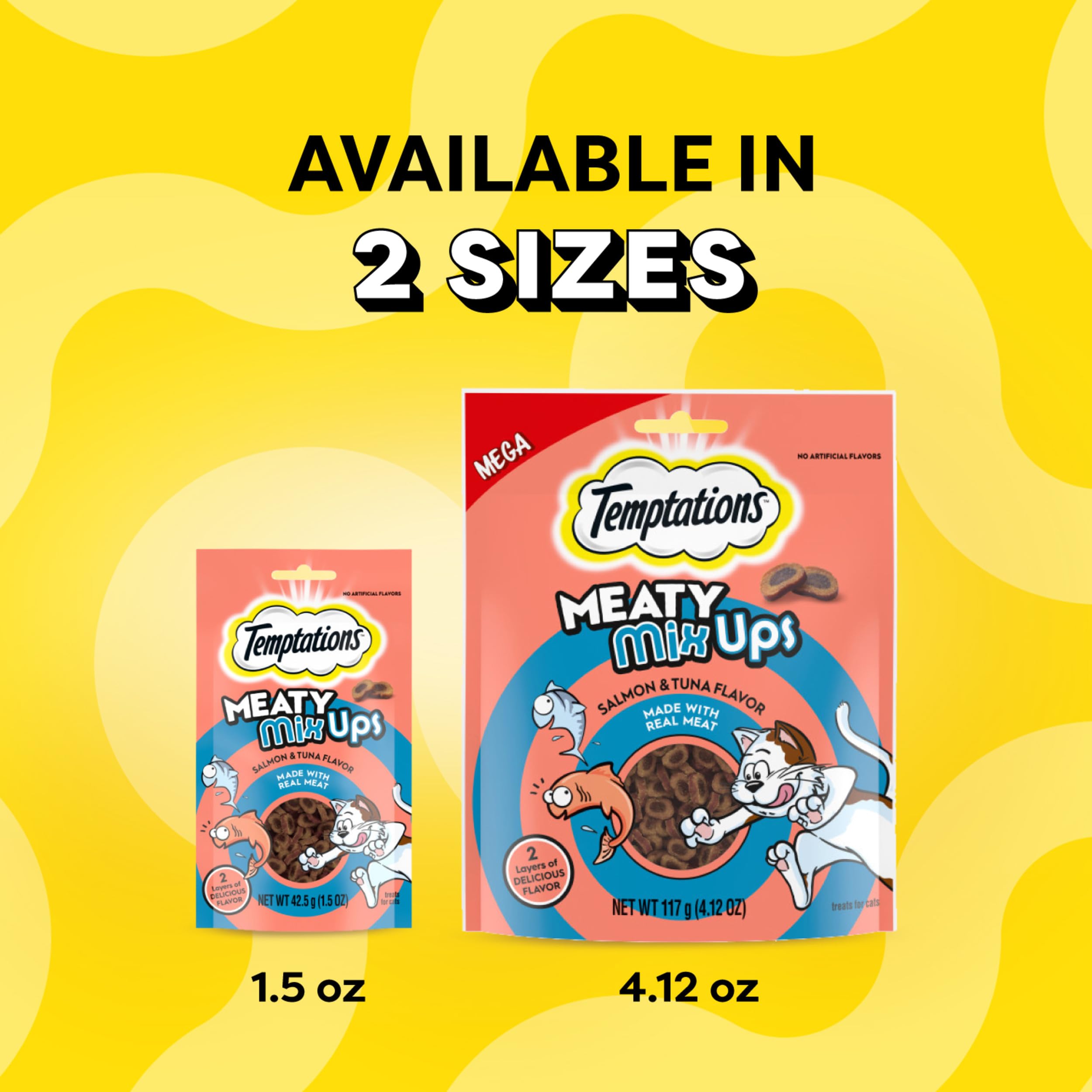 Temptations Meaty MixUps Cat Treats - Salmon & Tuna Flavor, 4.12 oz Pouch - Healthy Snacks for Indoor & Outdoor Cats - Perfect for Training & Rewarding Your Feline Friend
