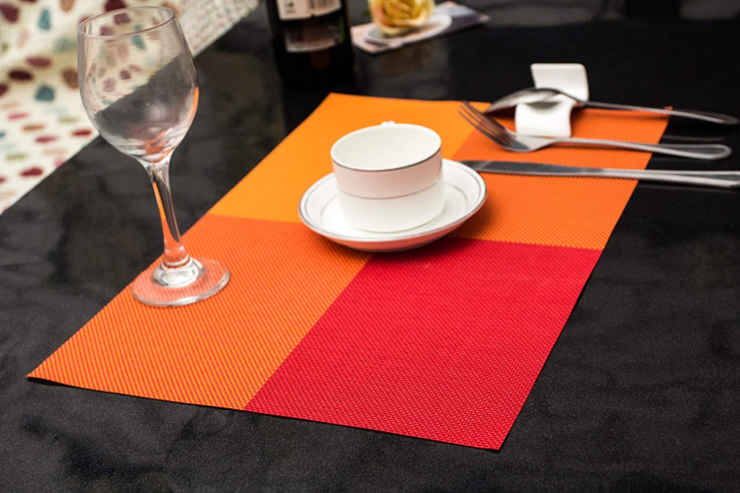 Premium Red Placemats Set of 4 - 17.9 x 11.9 Inch Waterproof & Heat Resistant - Perfect for Dining Table, Kitchen, Party Decor, and Holiday Gatherings