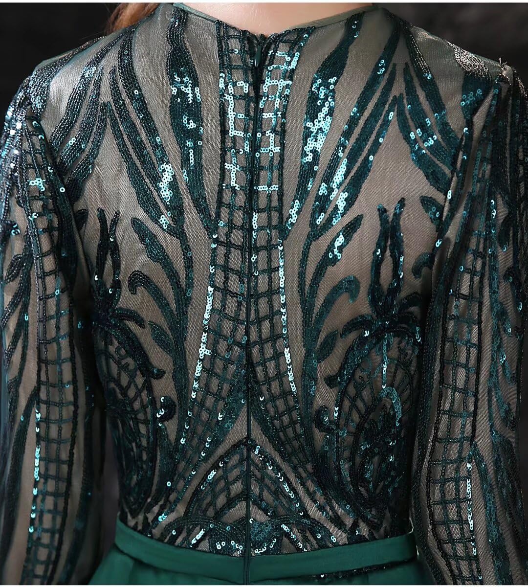 FTBY Green Sequin Evening Dress - Elegant Prom Gown with Detachable Mermaid Skirt for Women | Perfect for Homecoming, Cocktail Parties & Formal Events