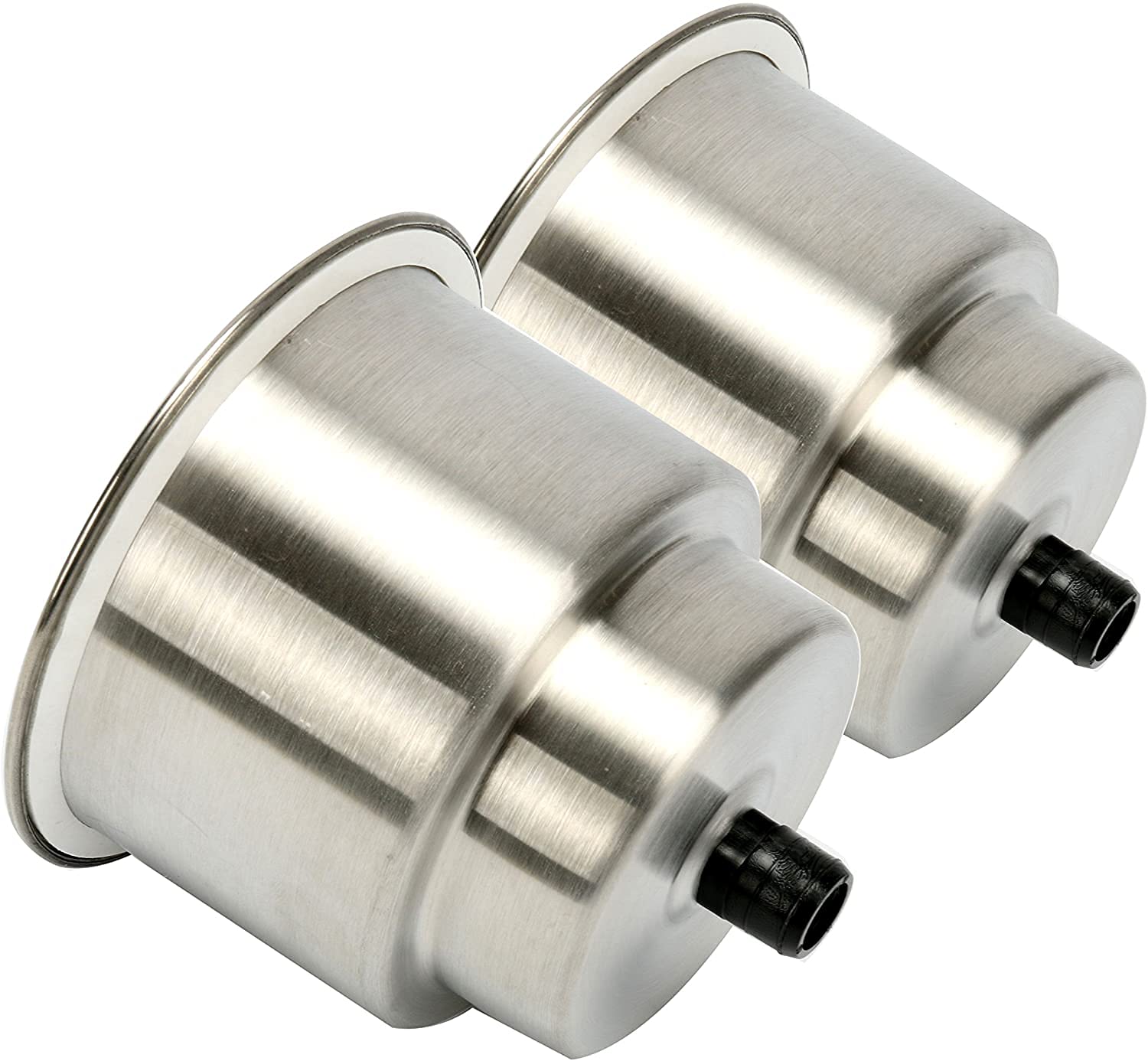 Stainless Steel Cup Holder Inserts (2 Pack) - Brushed Bottle Holders with Drain for Marine Boat, Yacht, Truck, RV & Car Seat - Perfect for Road Trips, Boating & Outdoor Adventures