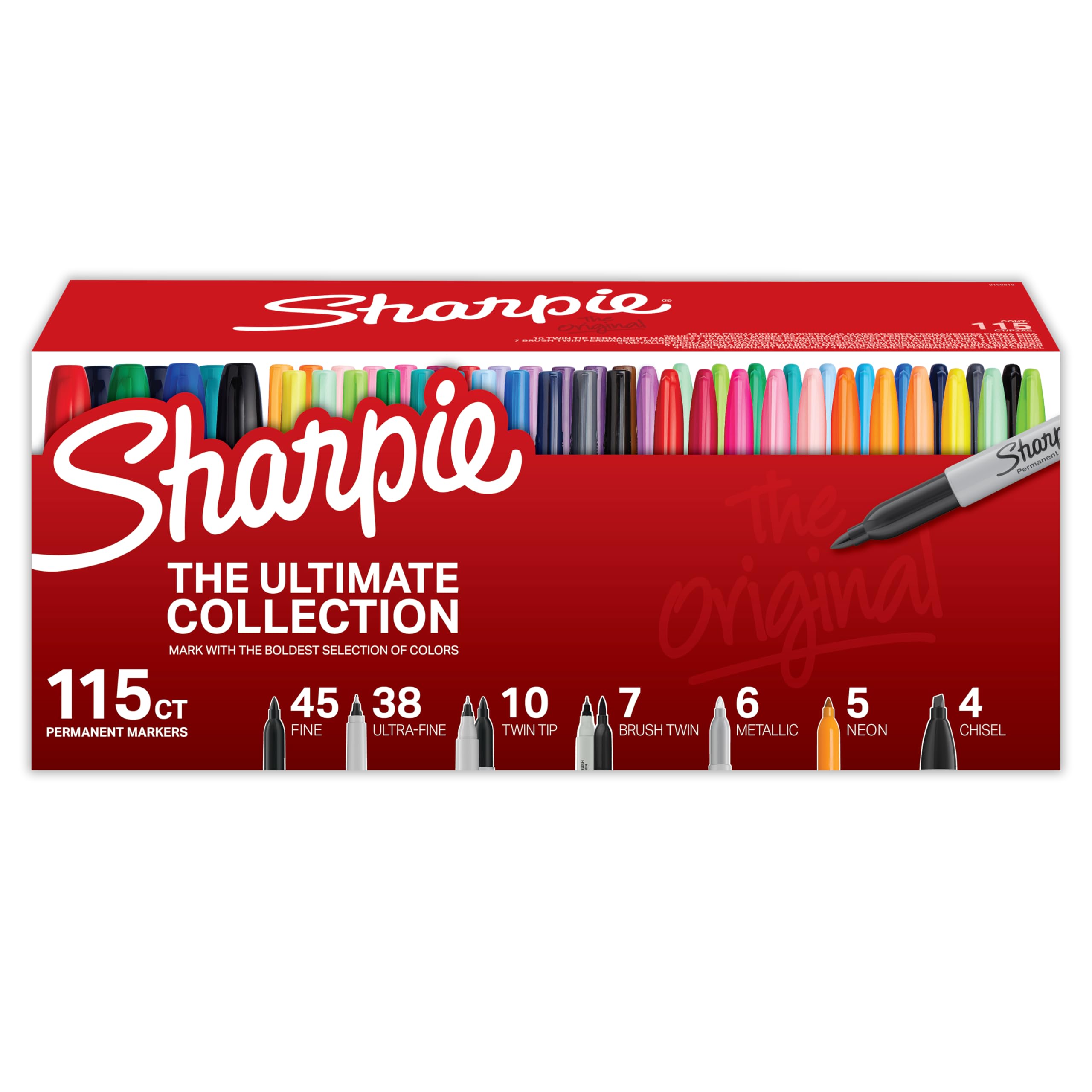 Sharpie Permanent Markers Ultimate Collection - 115 Count, Fine & Ultra Fine Point Markers, 36 Assorted Colors for Office, School & Art Projects | Ideal for Writing, Labeling & Creative Designs