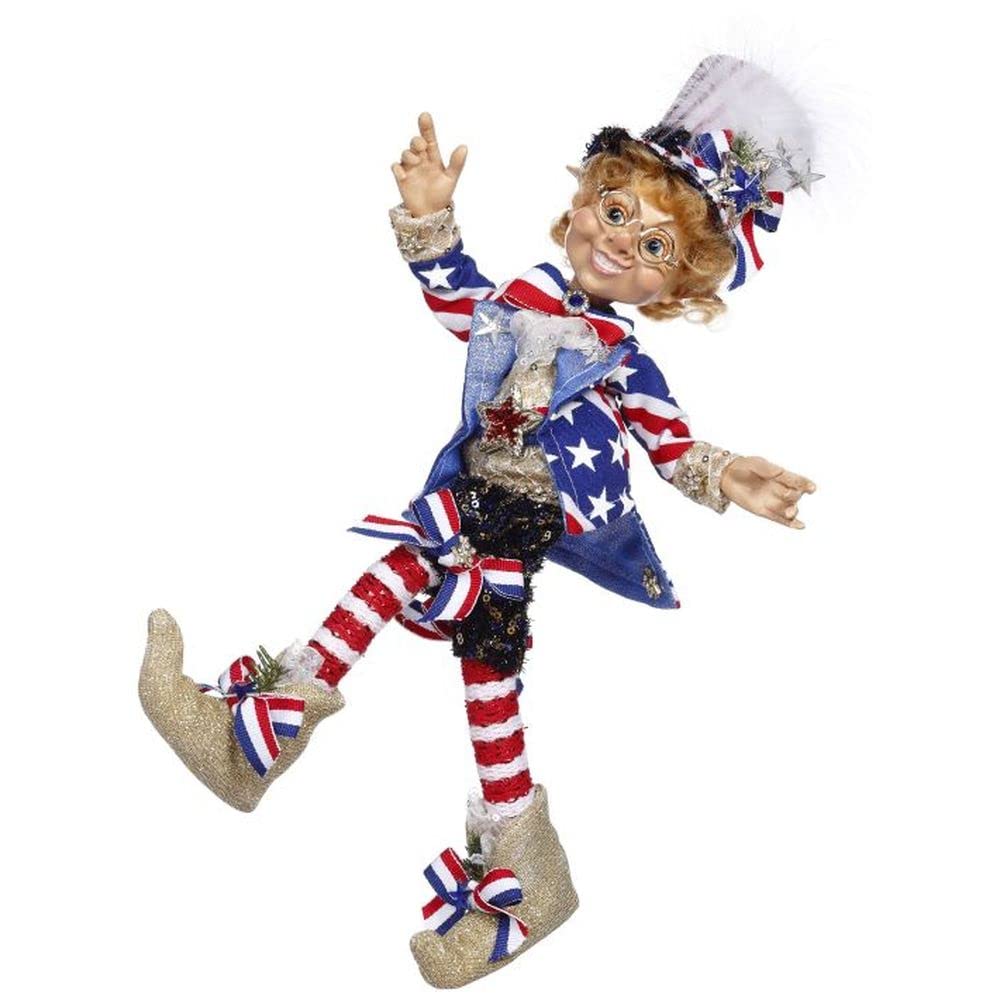 Mark Roberts Patriotic Elfin - Small 15'' Christmas Decoration for Holiday Home Decor, Tree Topper, and Festive Gift