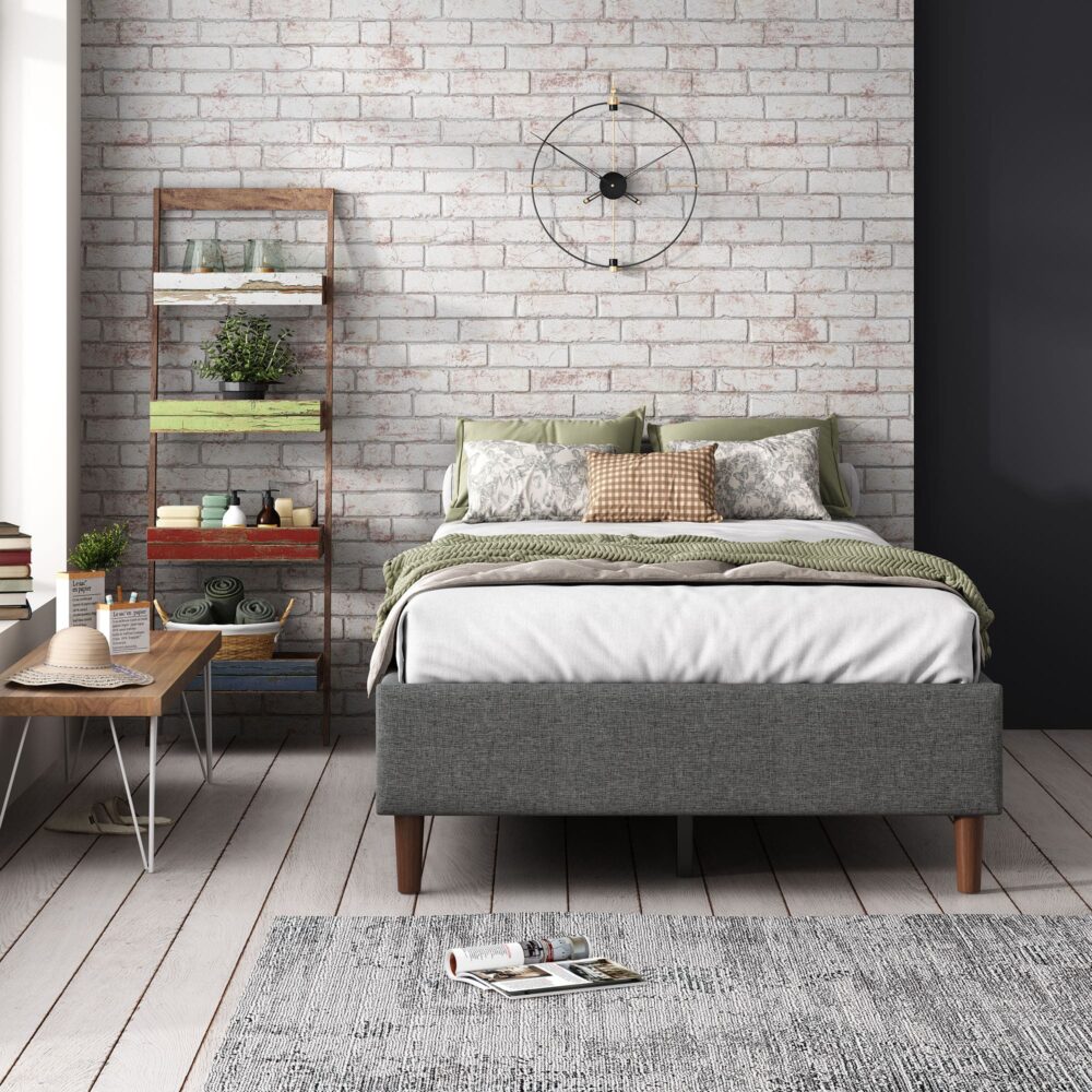 Alexandra Dark Grey Double Bed Frame - Sturdy Metal Platform Bed Base with Wooden Slats for Mattress Support | Perfect for Modern Bedrooms, Guest Rooms & Dormitories